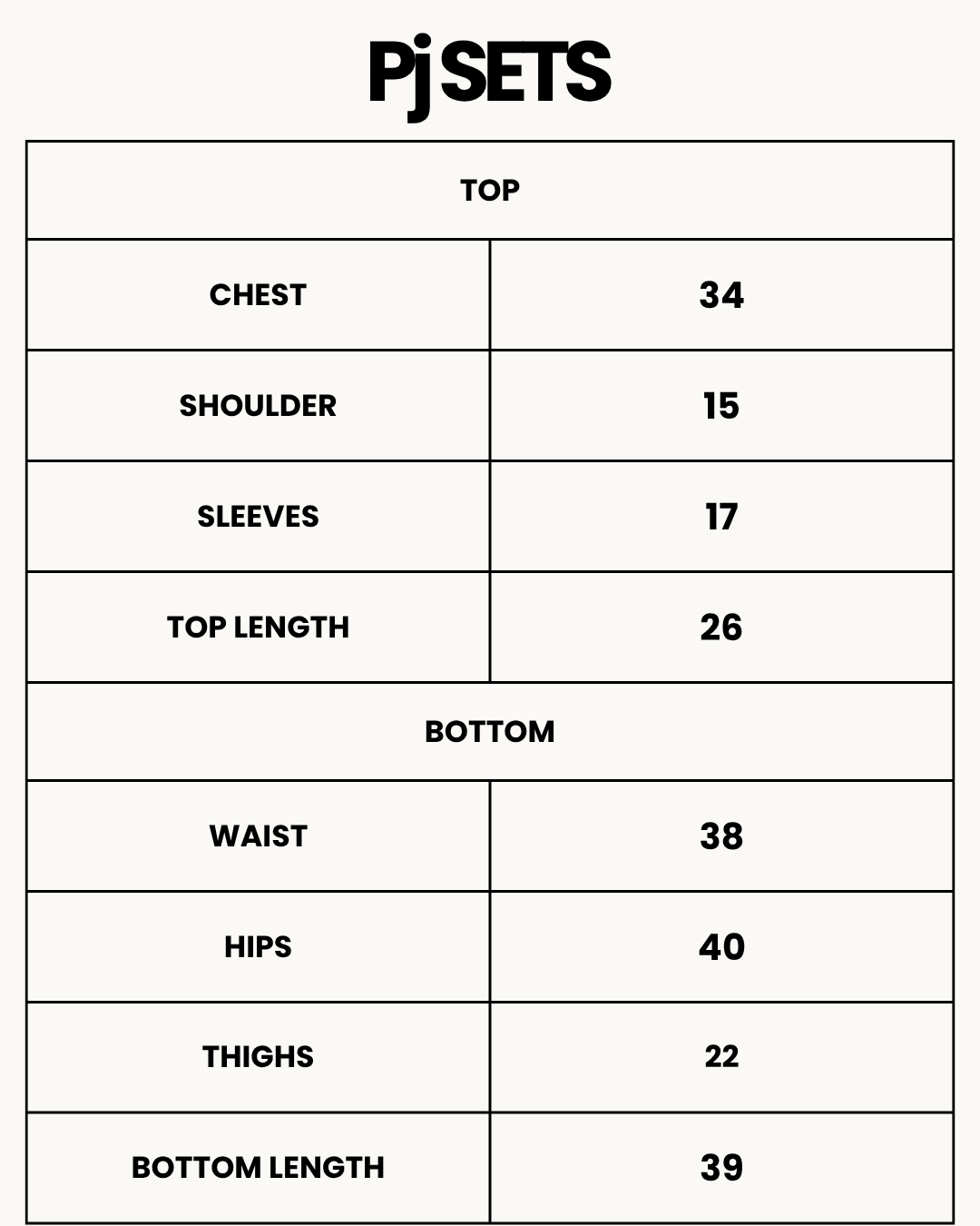 Size Chart for Silk PJ Set - Silky Charm - Black