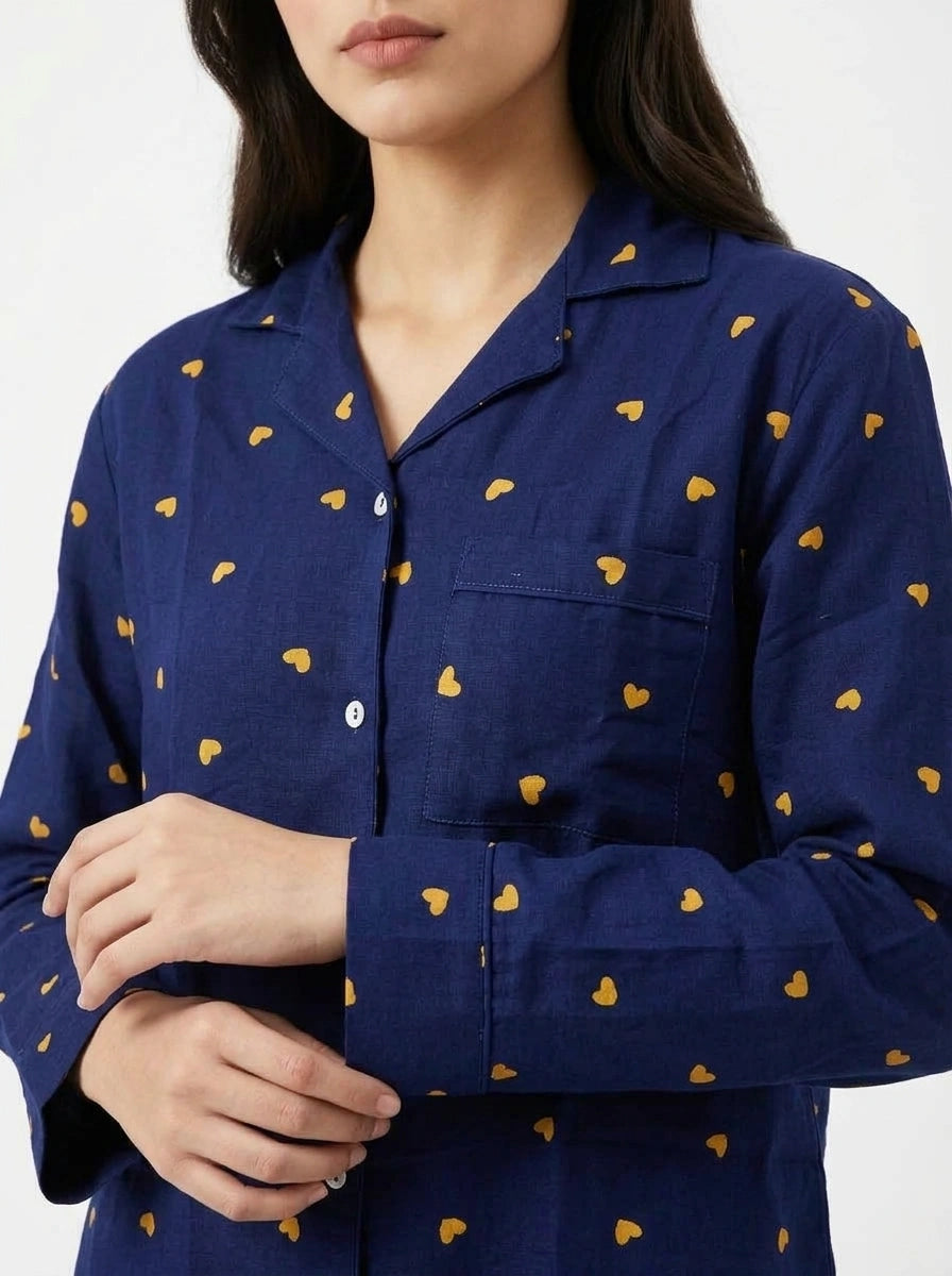 Linen PJ Set - Cozy Heart