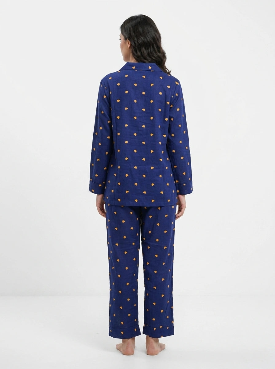 Linen PJ Set - Cozy Heart