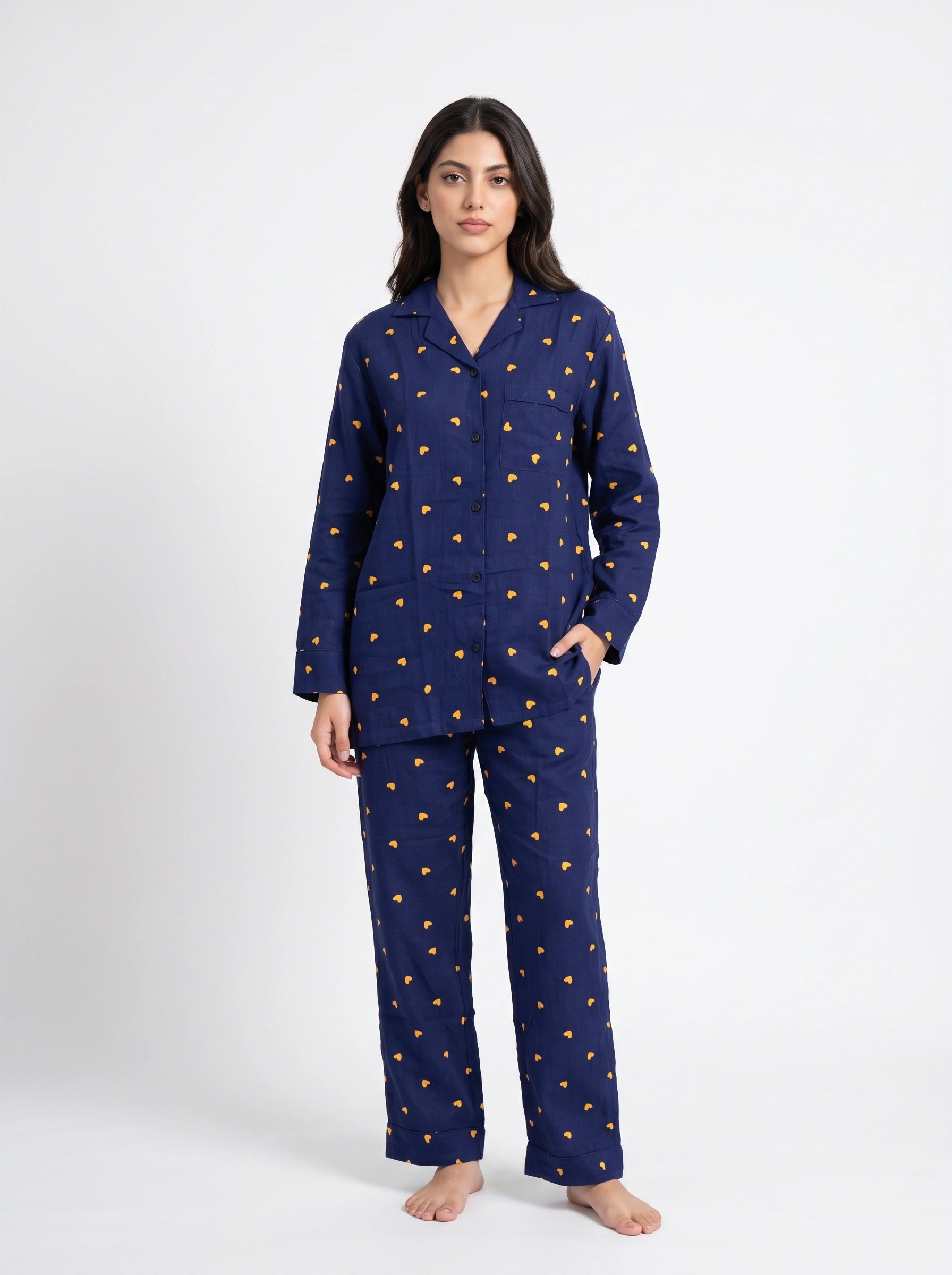 Linen PJ Set - Cozy Heart