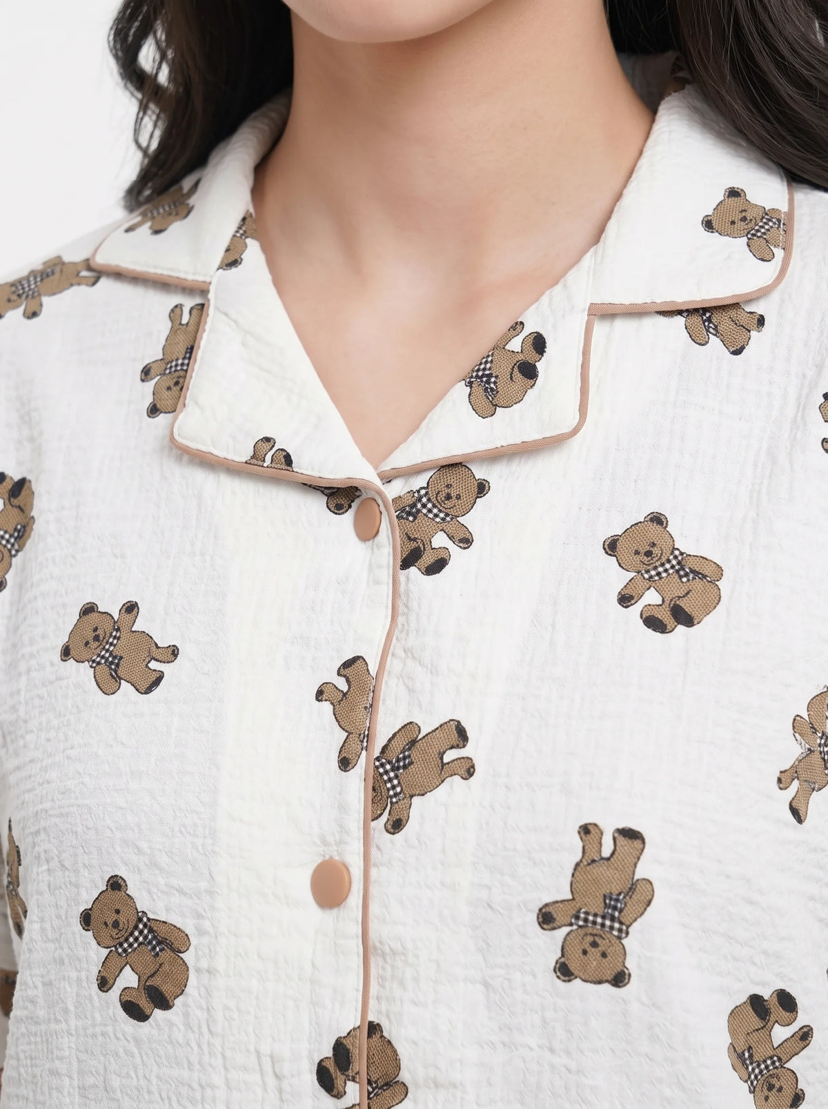 Summer Crinkled PJ Set - Cozy Bear
