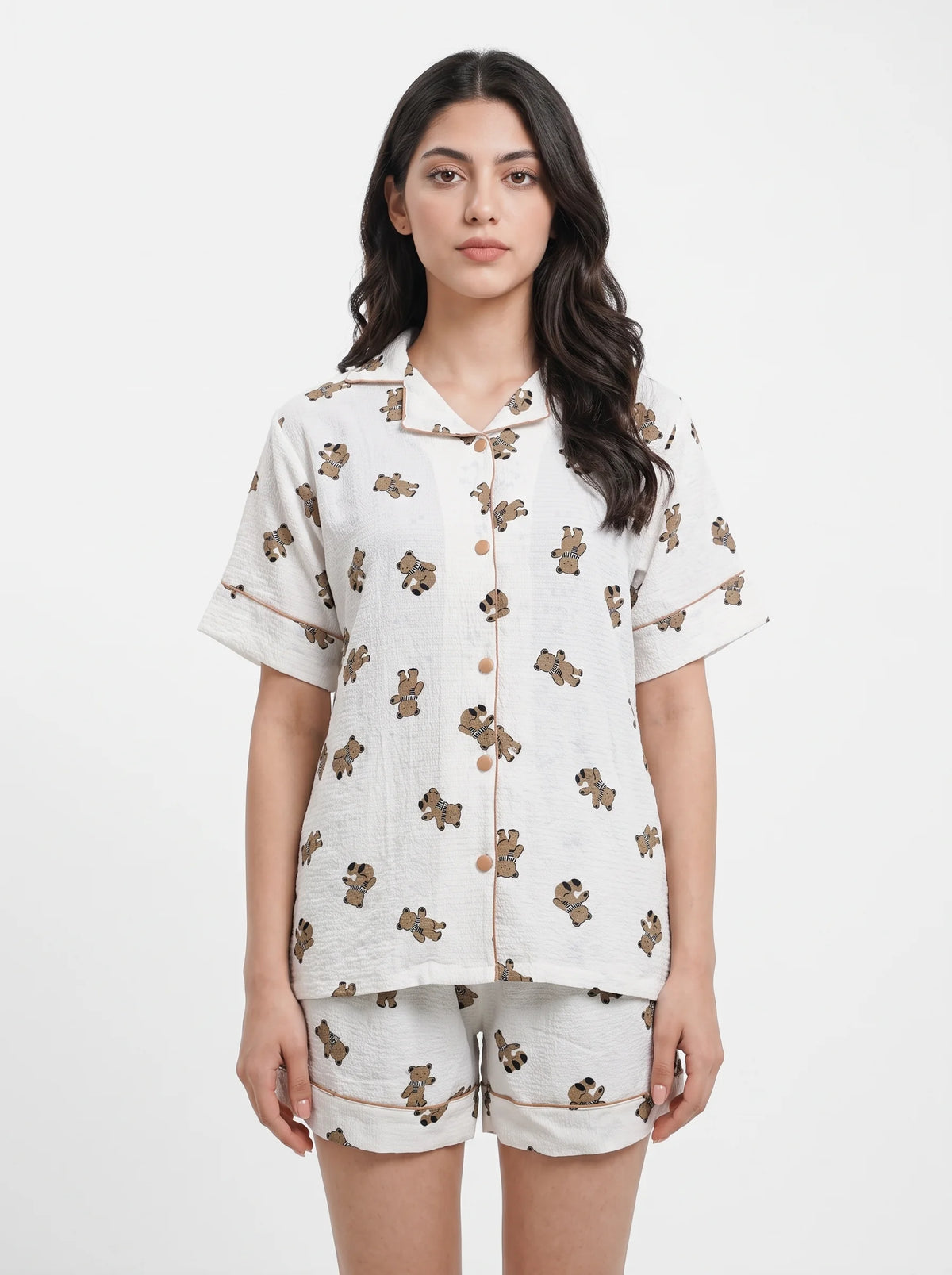 Summer Crinkled PJ Set - Cozy Bear