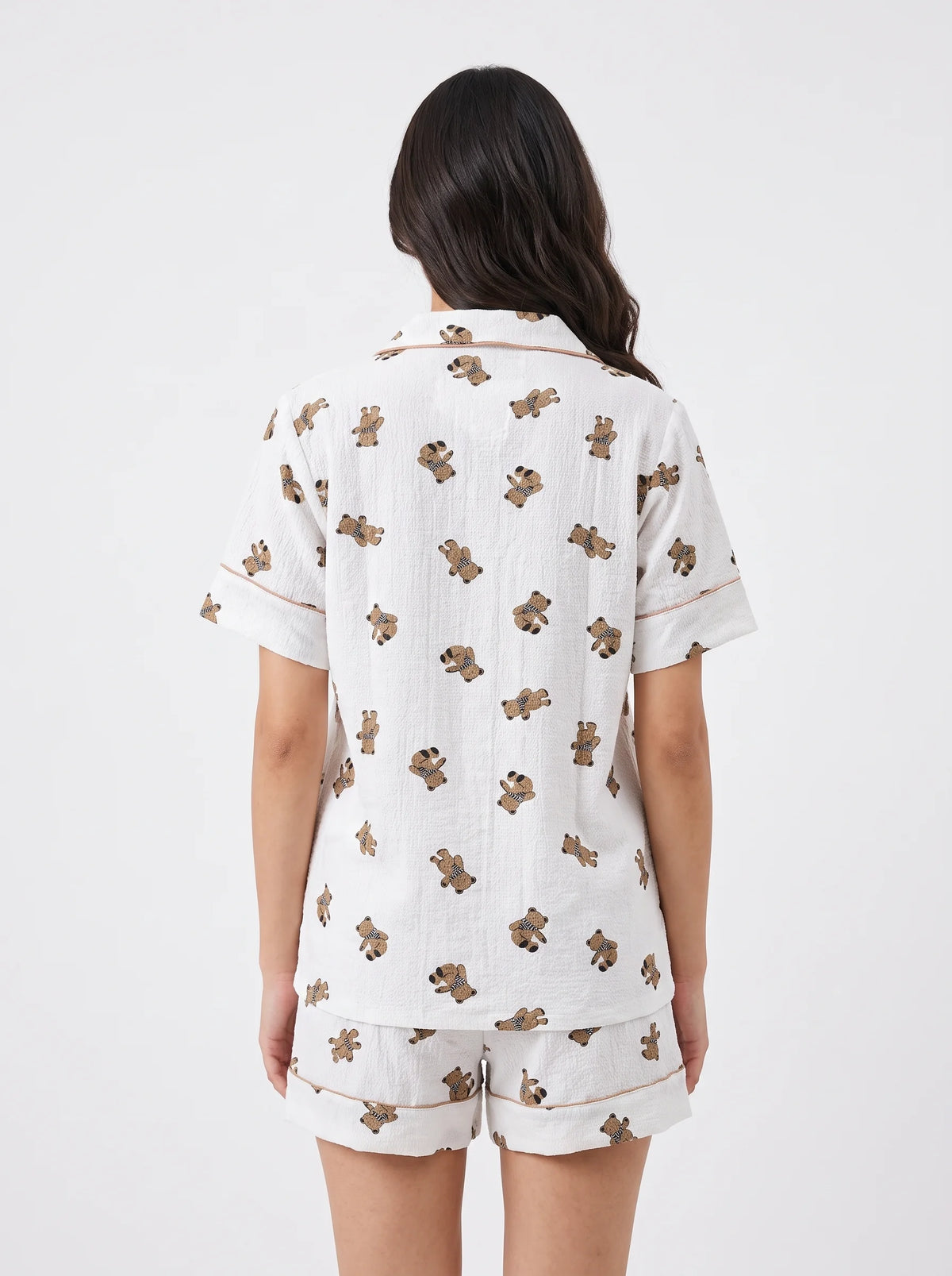 Summer Crinkled PJ Set - Cozy Bear