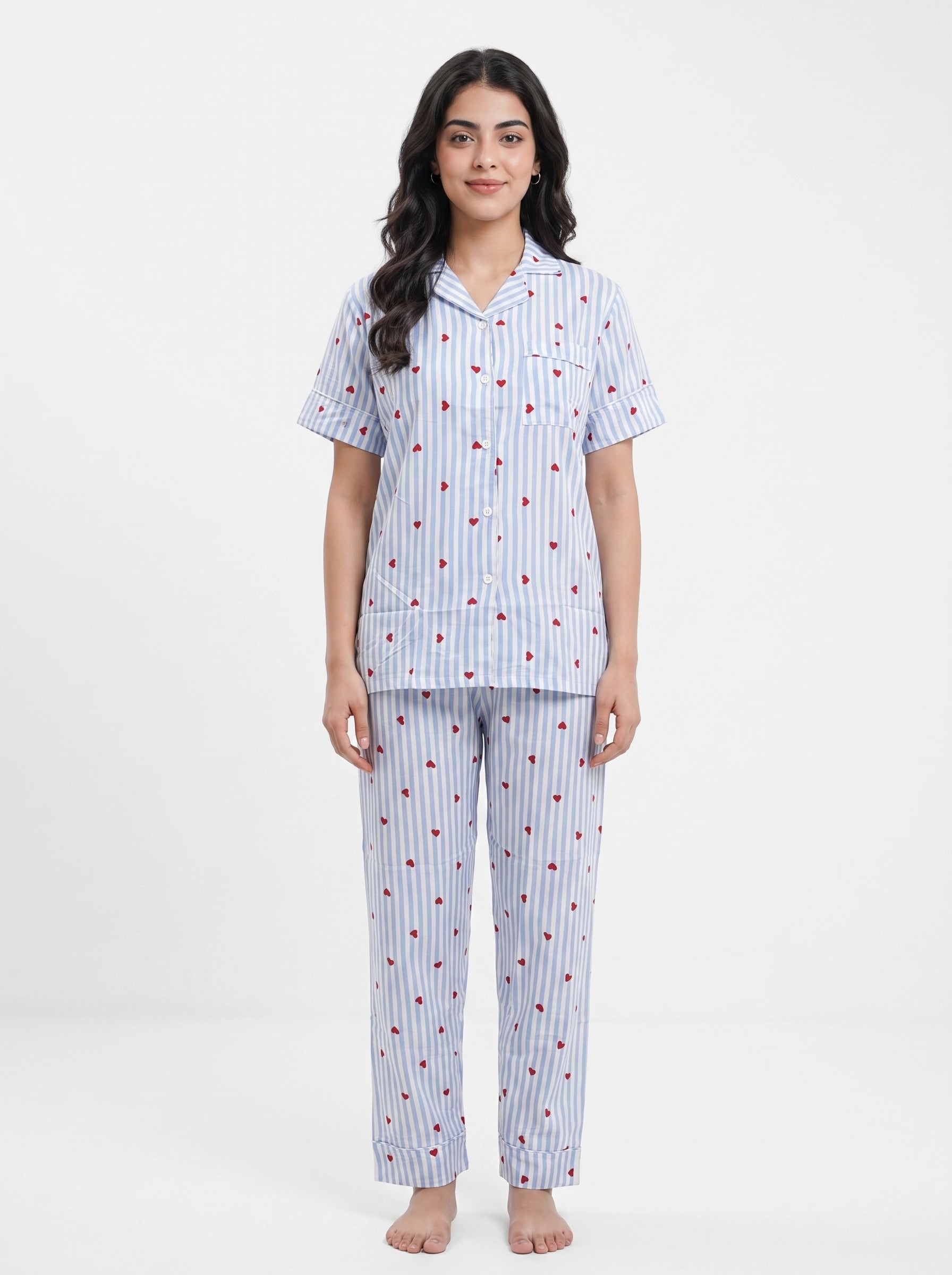 Linen Pj Set - Love Stripe