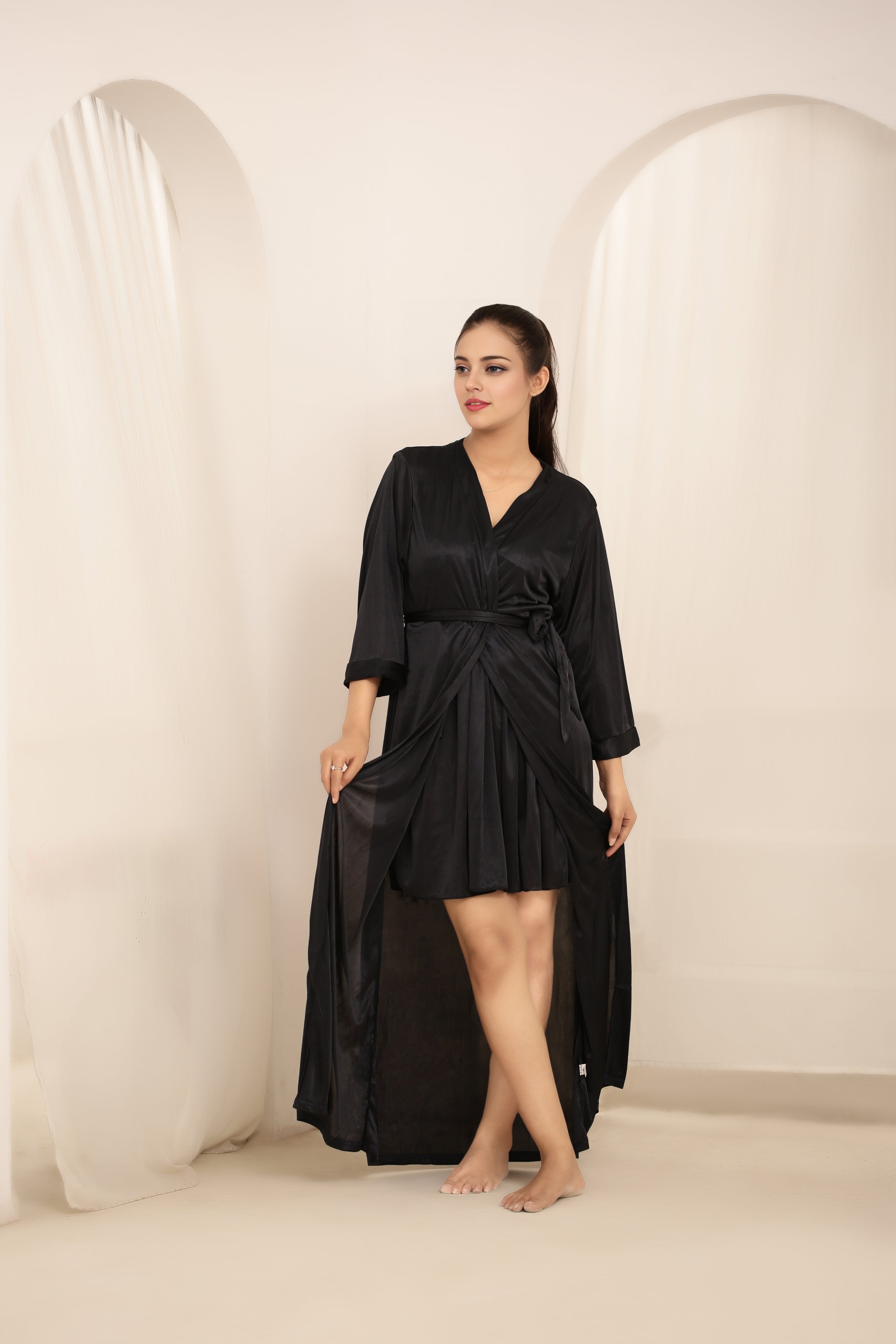 Gown Set - Nerra Silk - Black