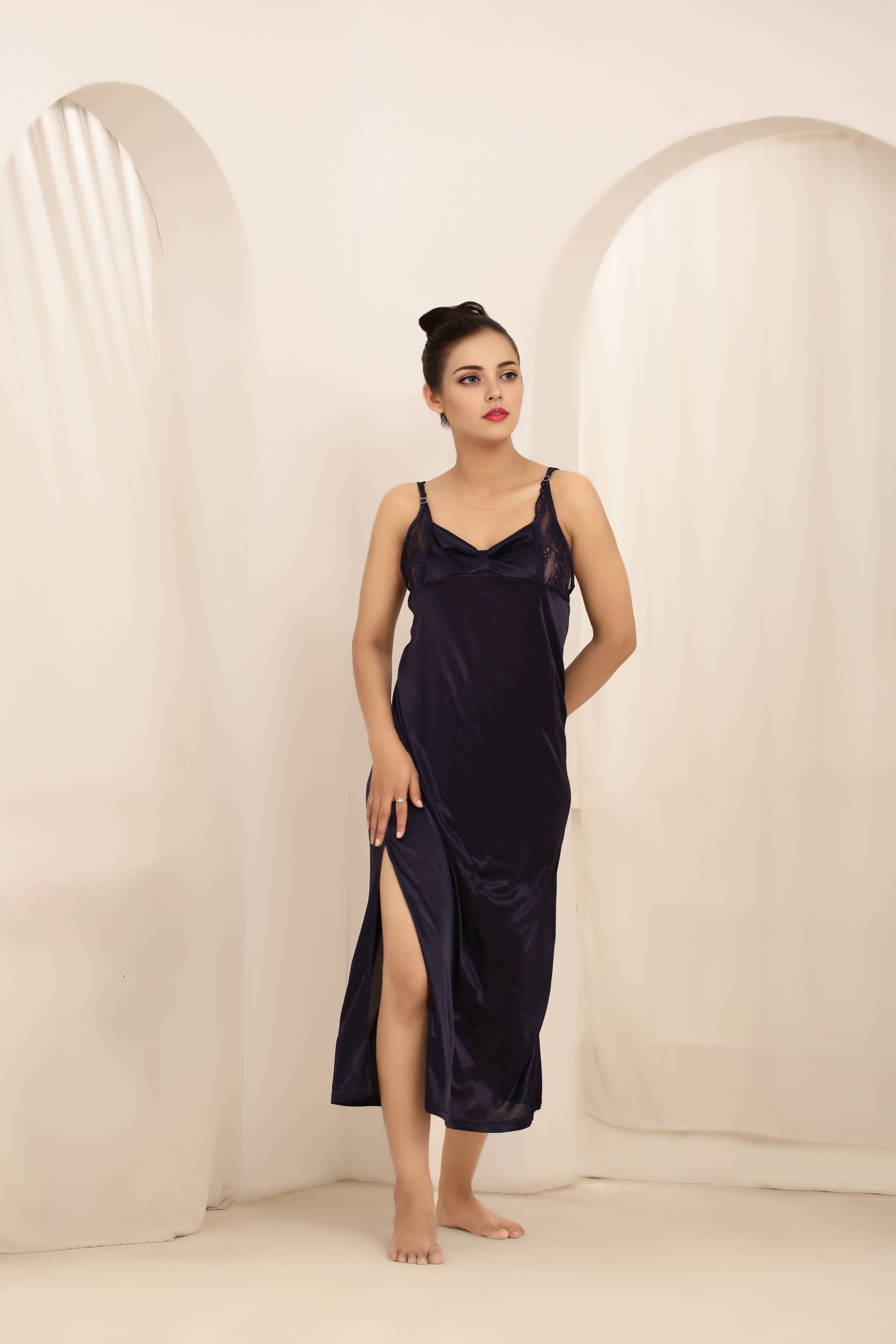 Gown Set - Liora Silk - Dark Blue