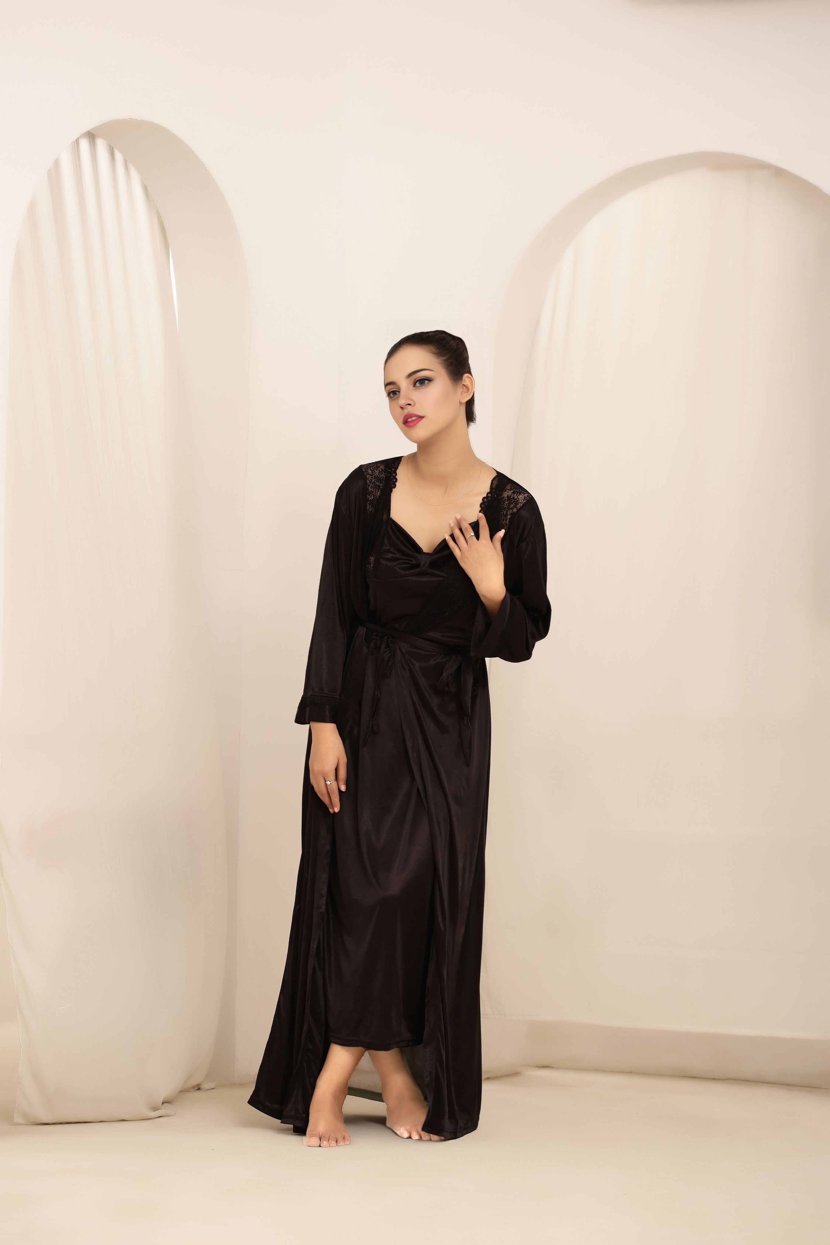 Gown Set - Liora Silk - Black