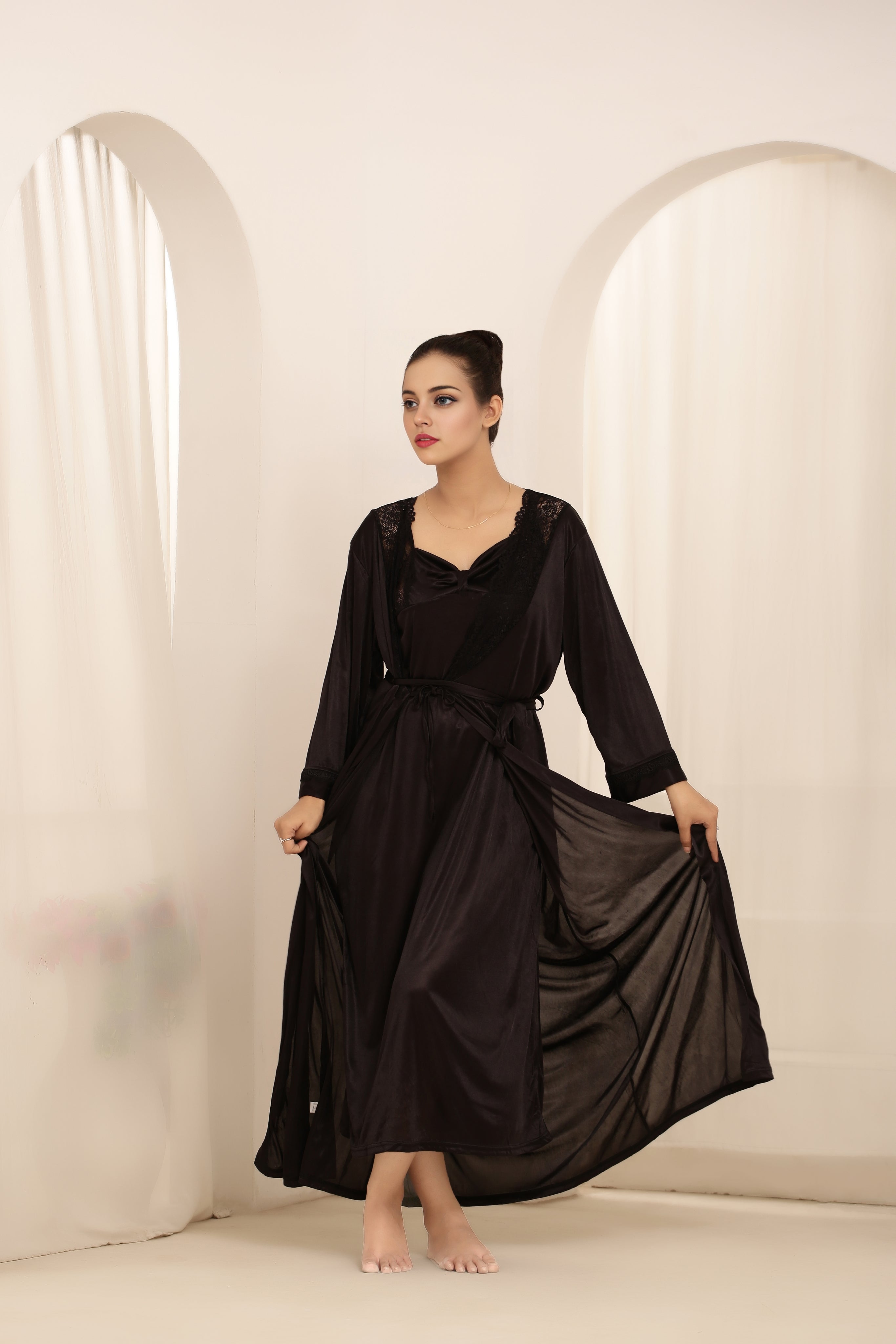 Gown Set - Liora Silk - Black