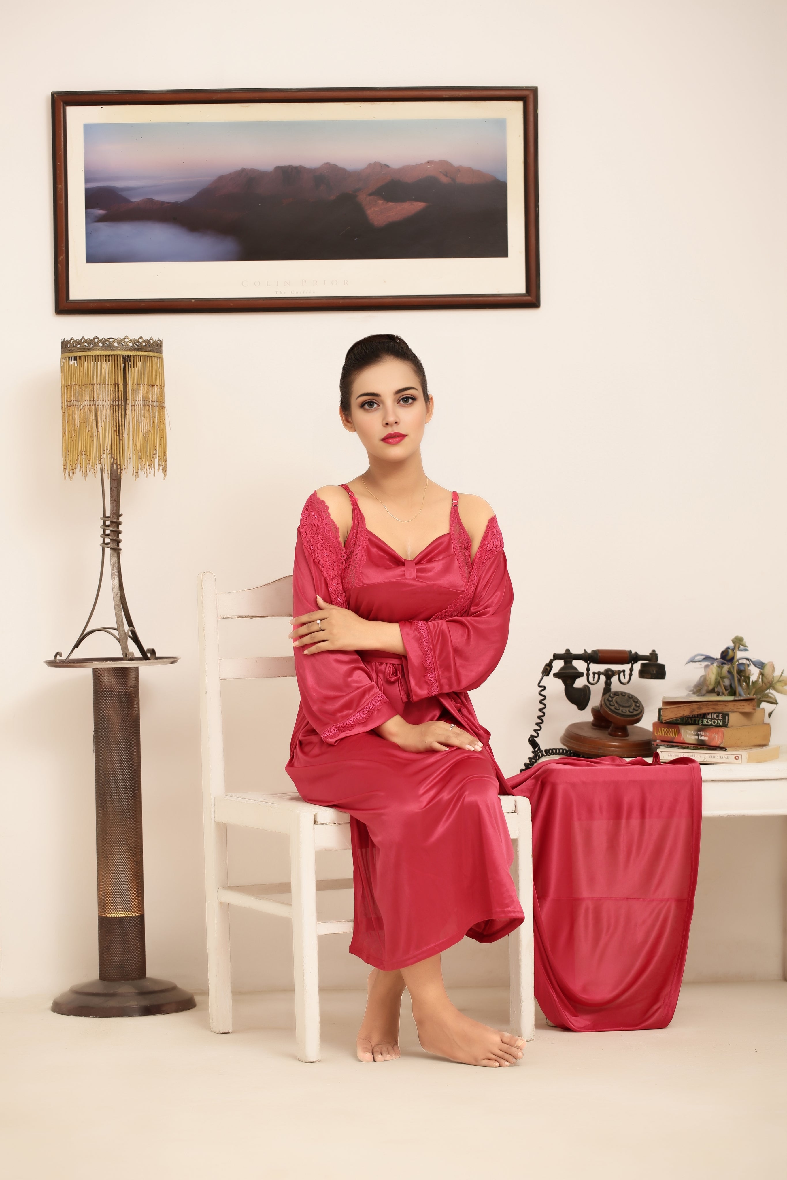 Gown Set - Liora Silk - Maroon