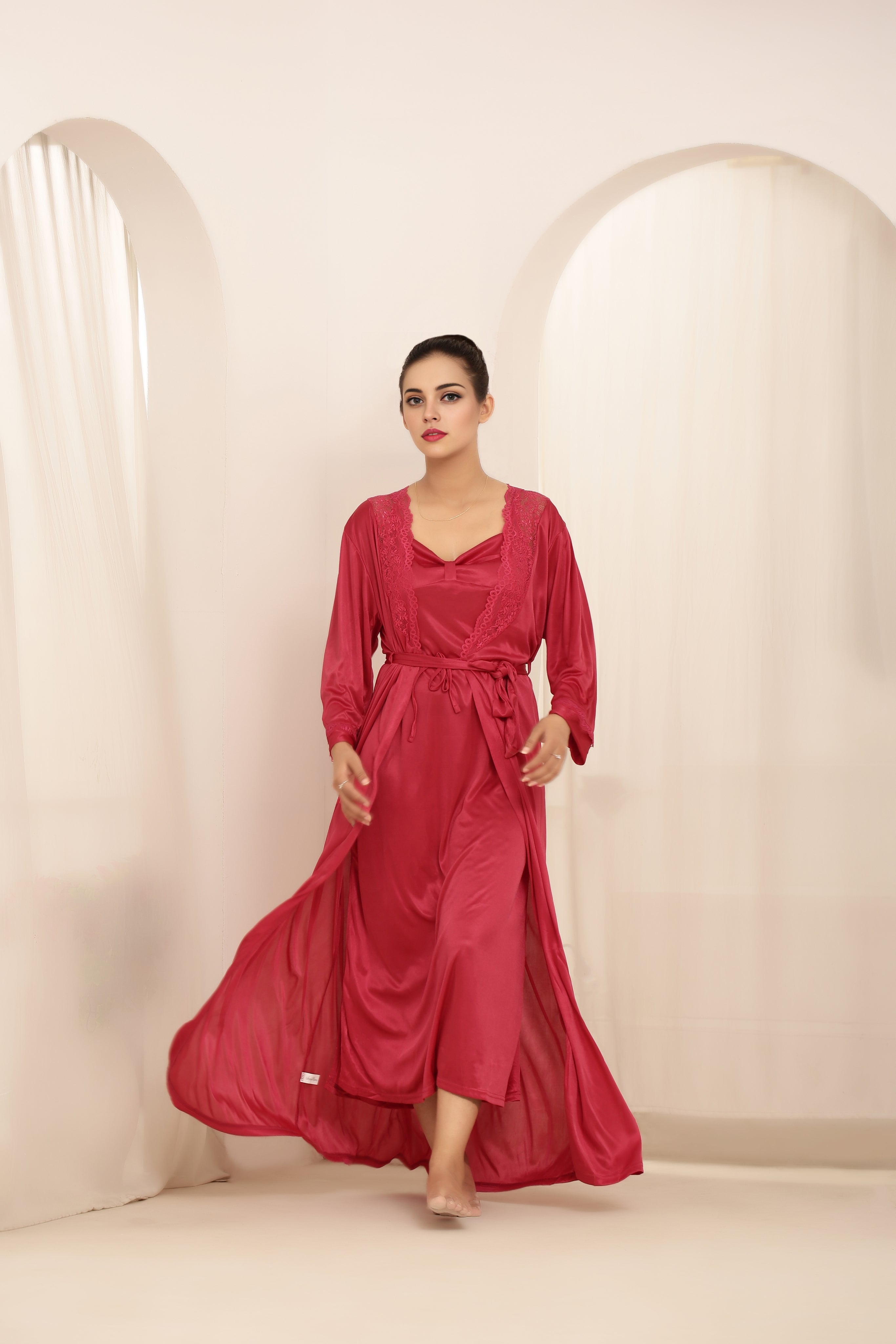 Gown Set - Liora Silk - Maroon