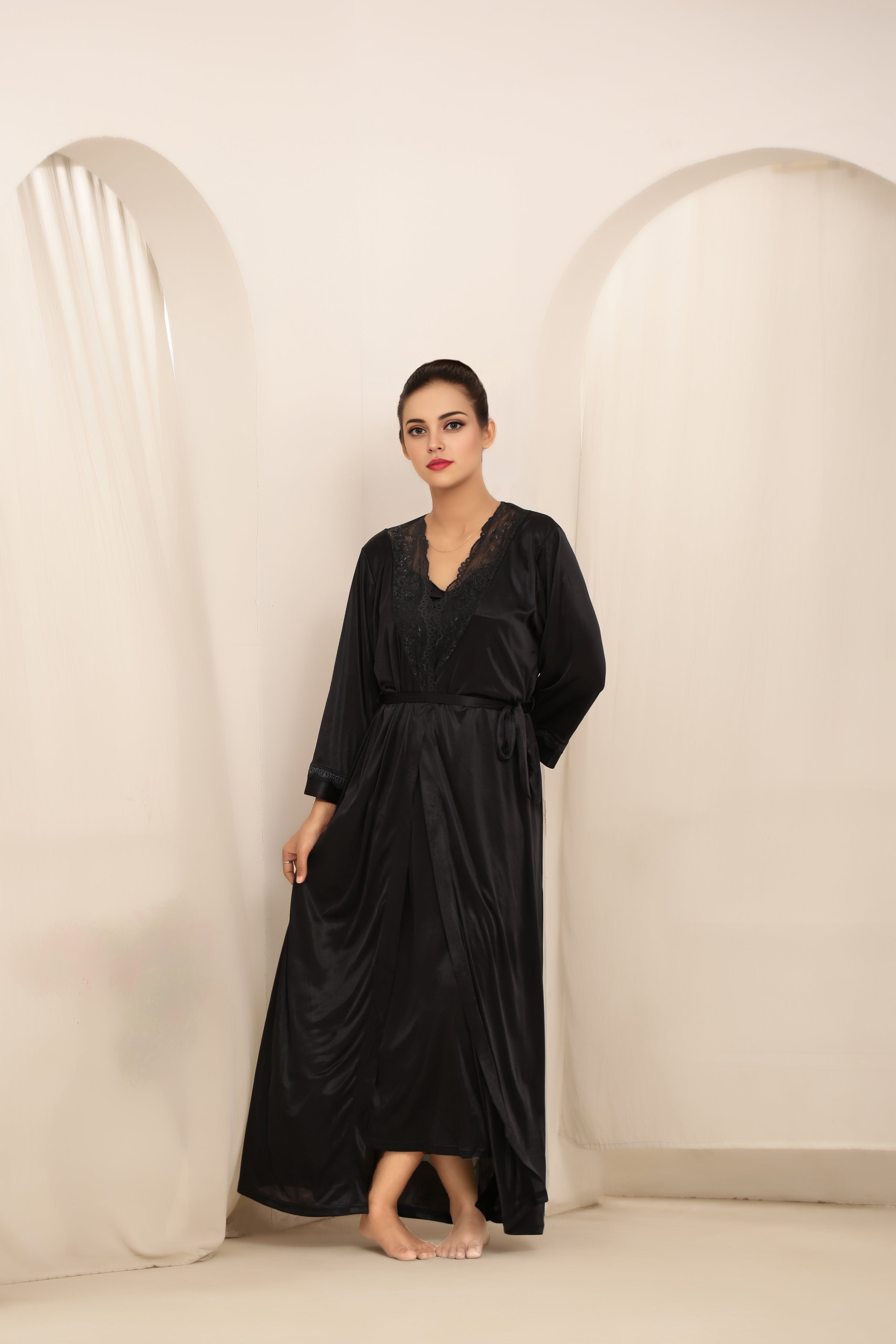 Gown Set - Liora Silk - Black