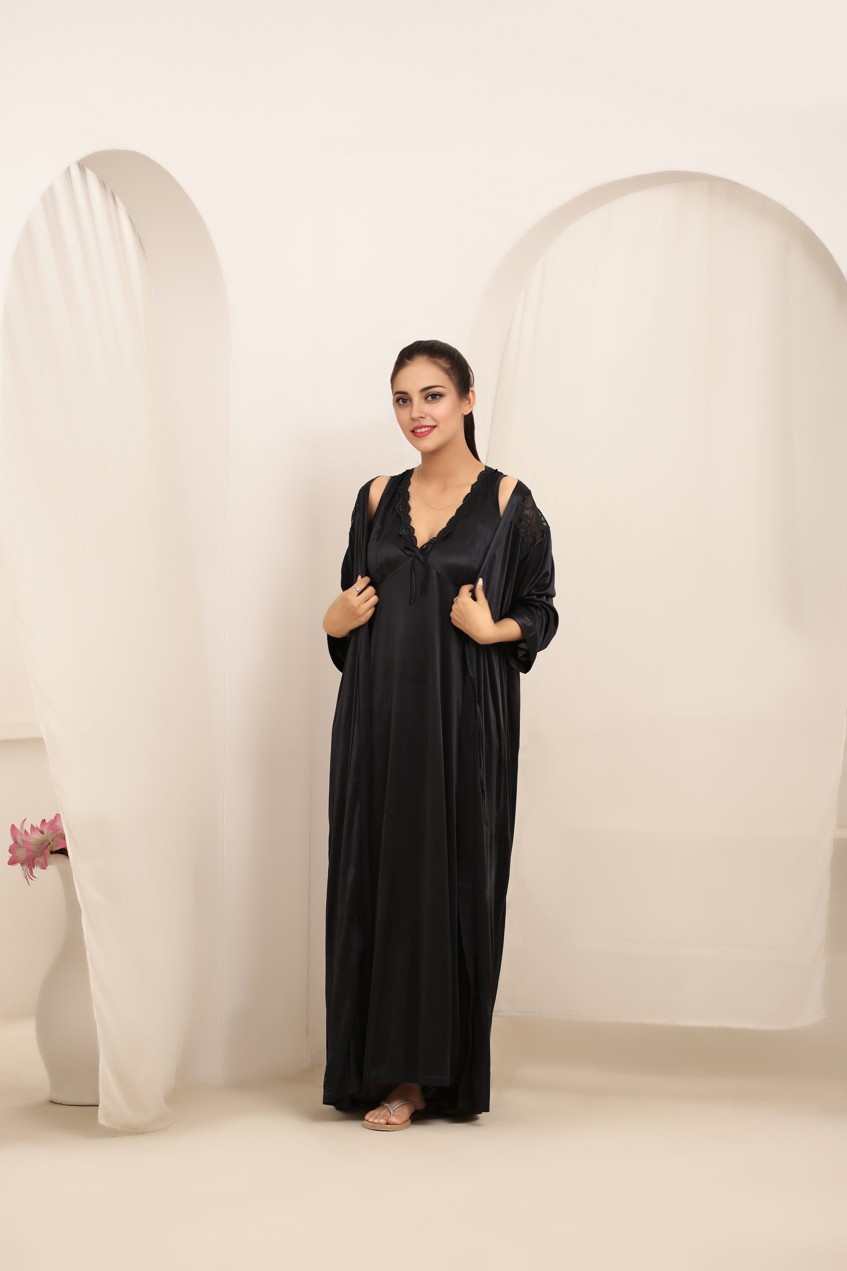 Gown Set - Orina Silk - Black