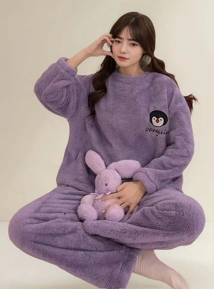 Fleece Pajama Suit - Cozy Plum