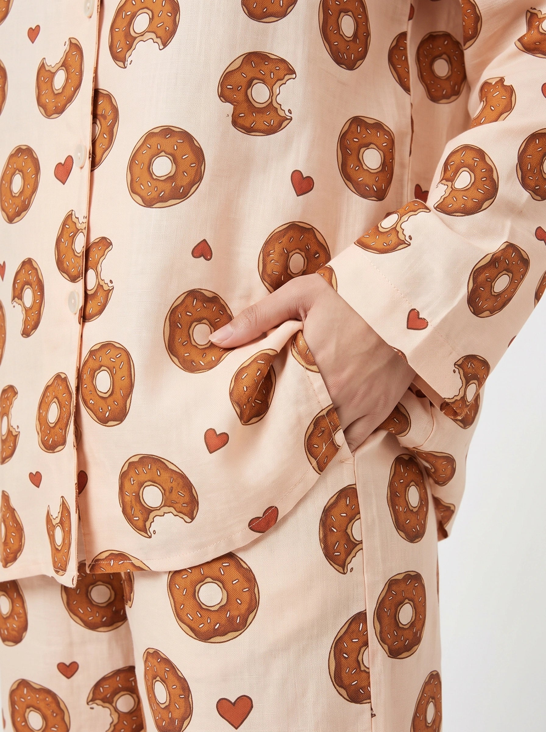 Oversized Linen PJ Set - Creamy Donut