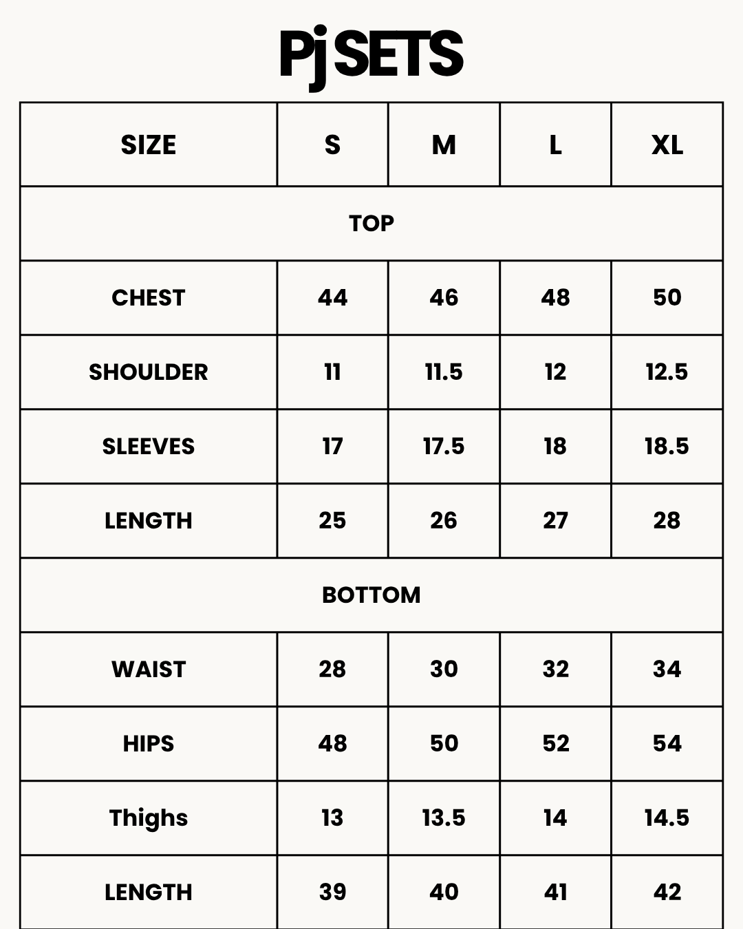 Size Chart for Drop Shoulder Silk Pajama Suit - Pink Wave