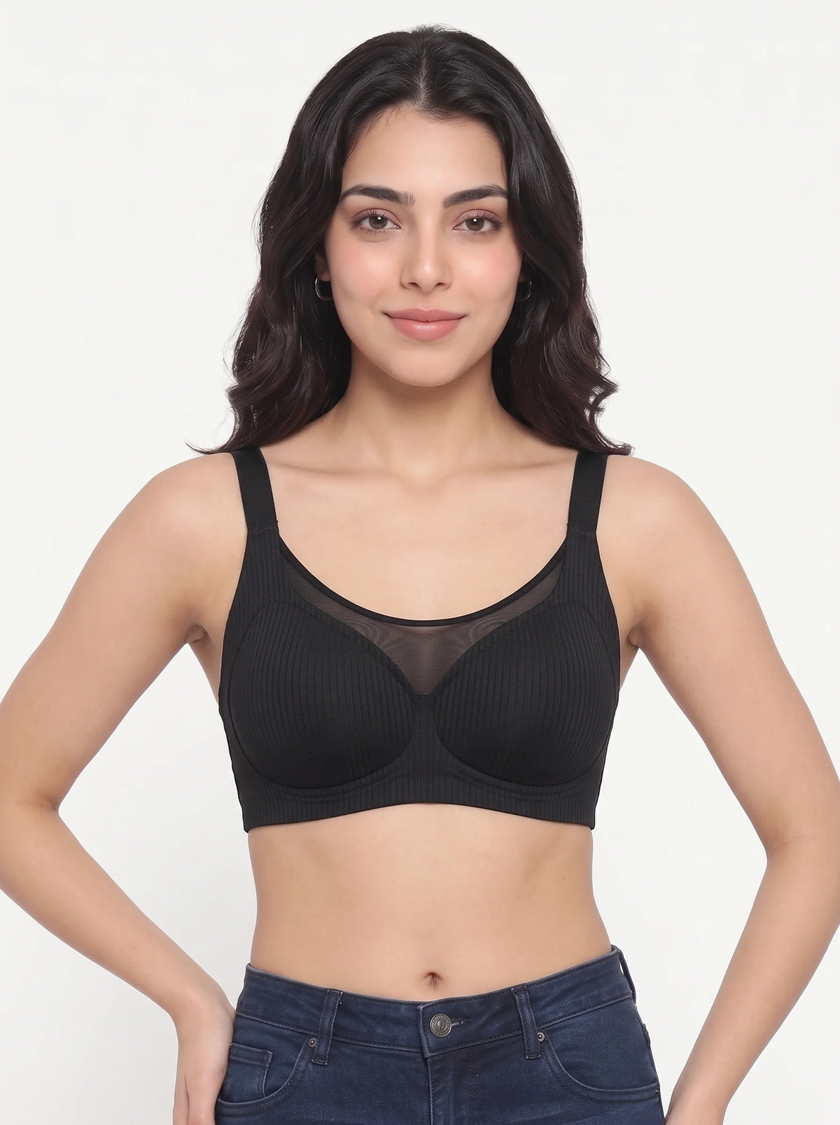 Padded Seamless Ease Bra - Black