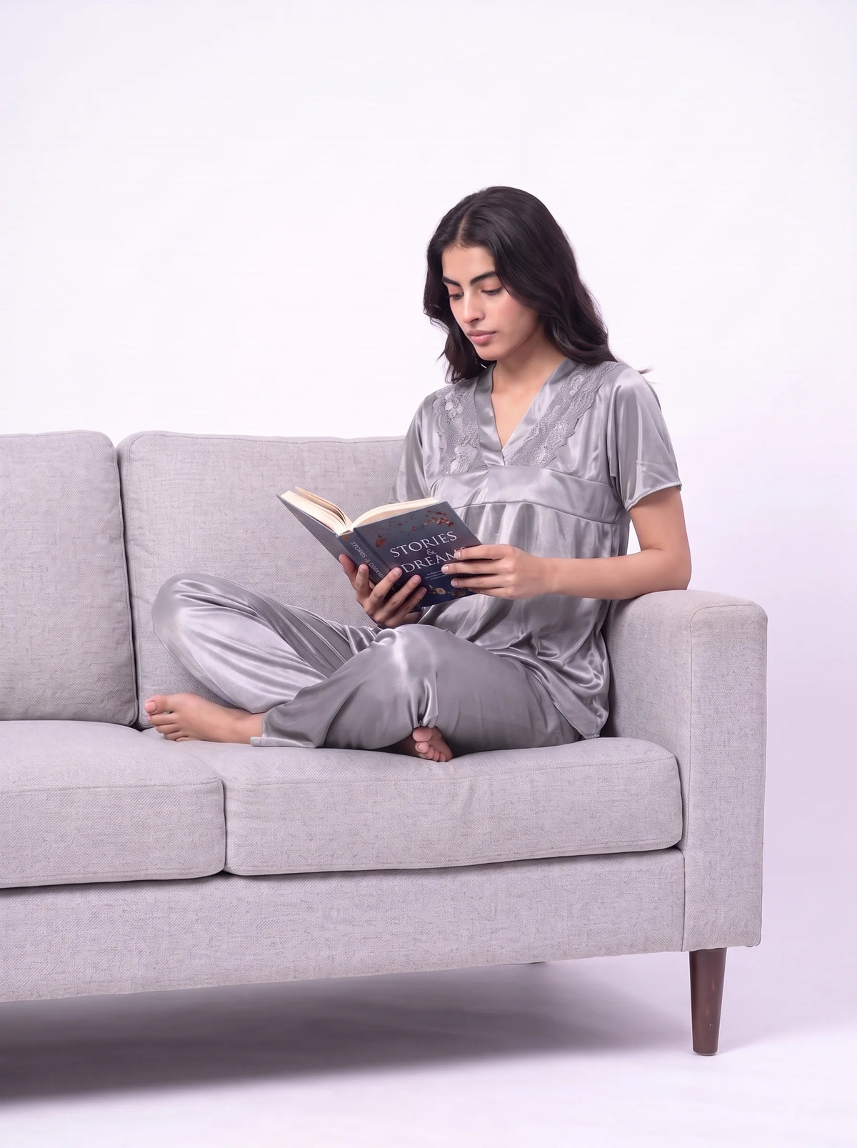 Silk PJ Set - Silk Ease - Silver