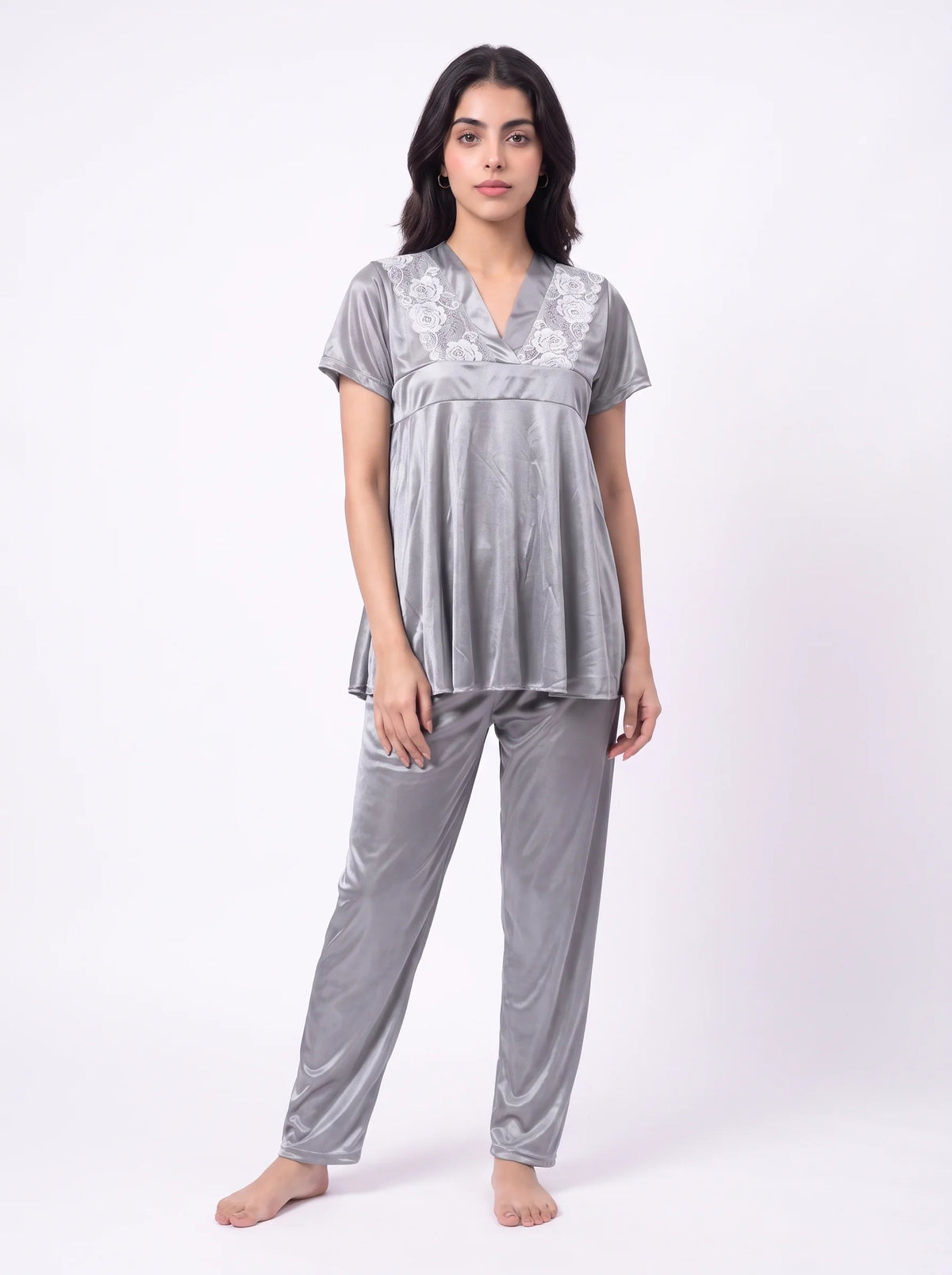 Silk PJ Set - Silk Ease - Silver