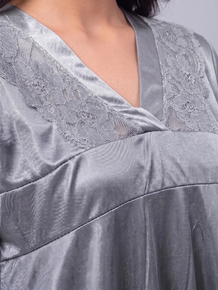 Silk PJ Set - Silk Ease - Silver
