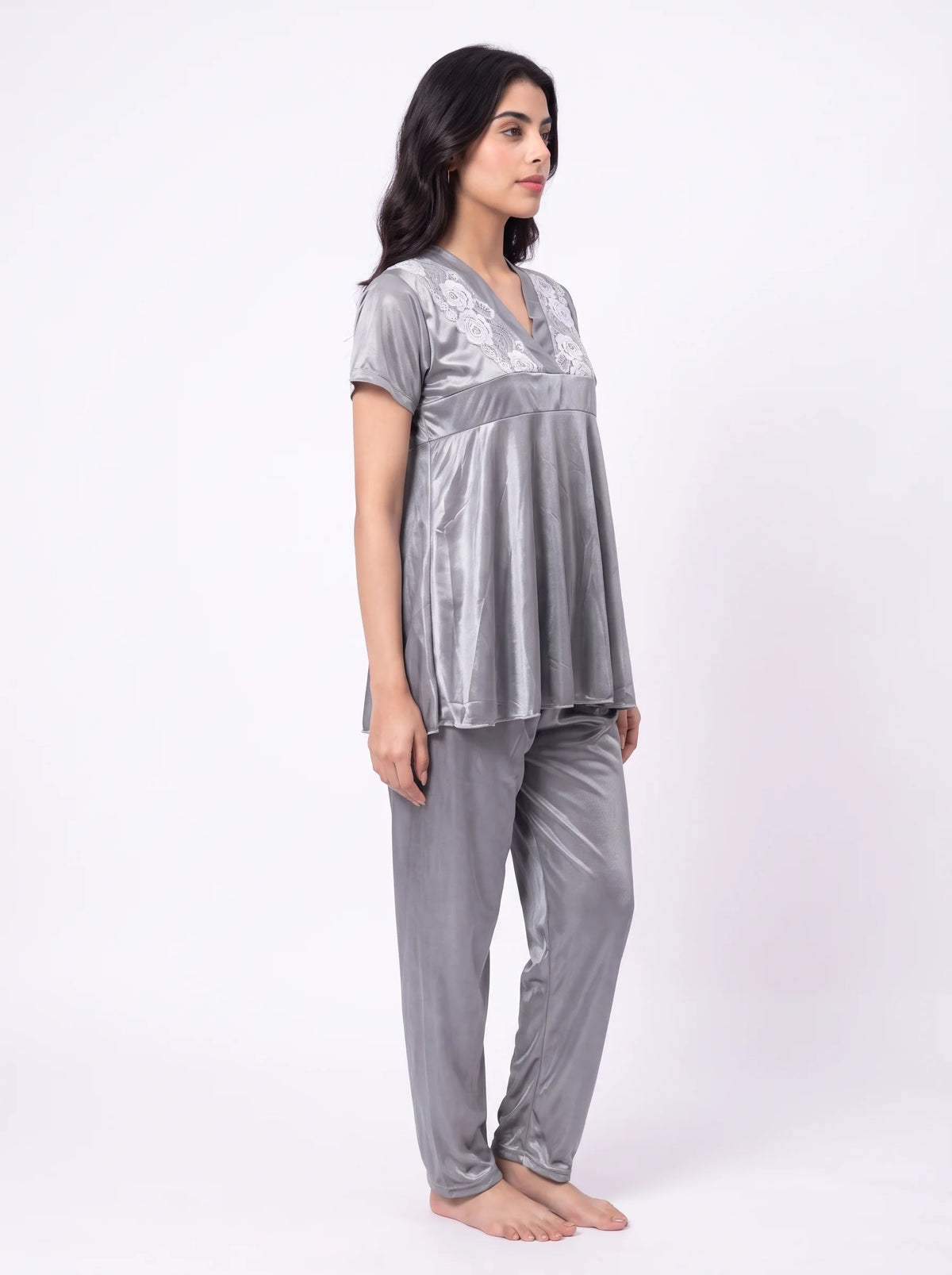 Silk PJ Set - Silk Ease - Silver