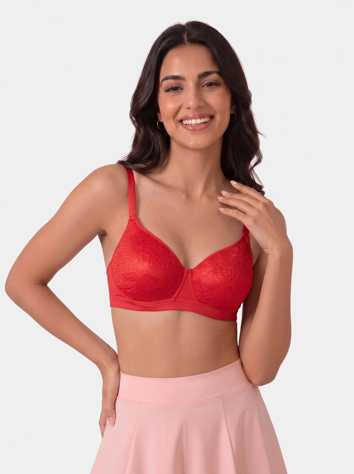 Light Padded Non-Wired T-Shirt Bra - Elysia - Red