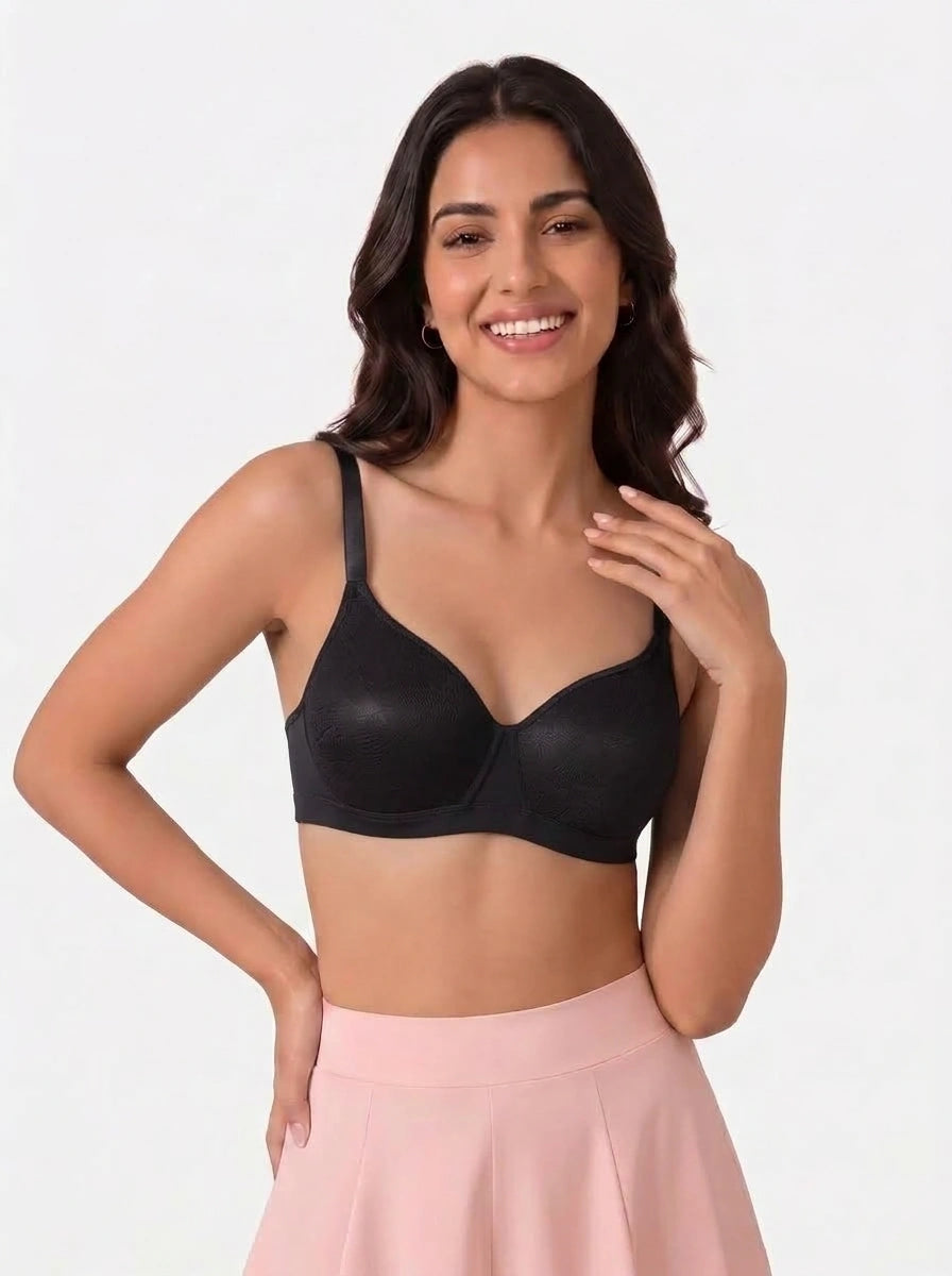 Light Padded Non-Wired T-Shirt Bra - Elysia - Black