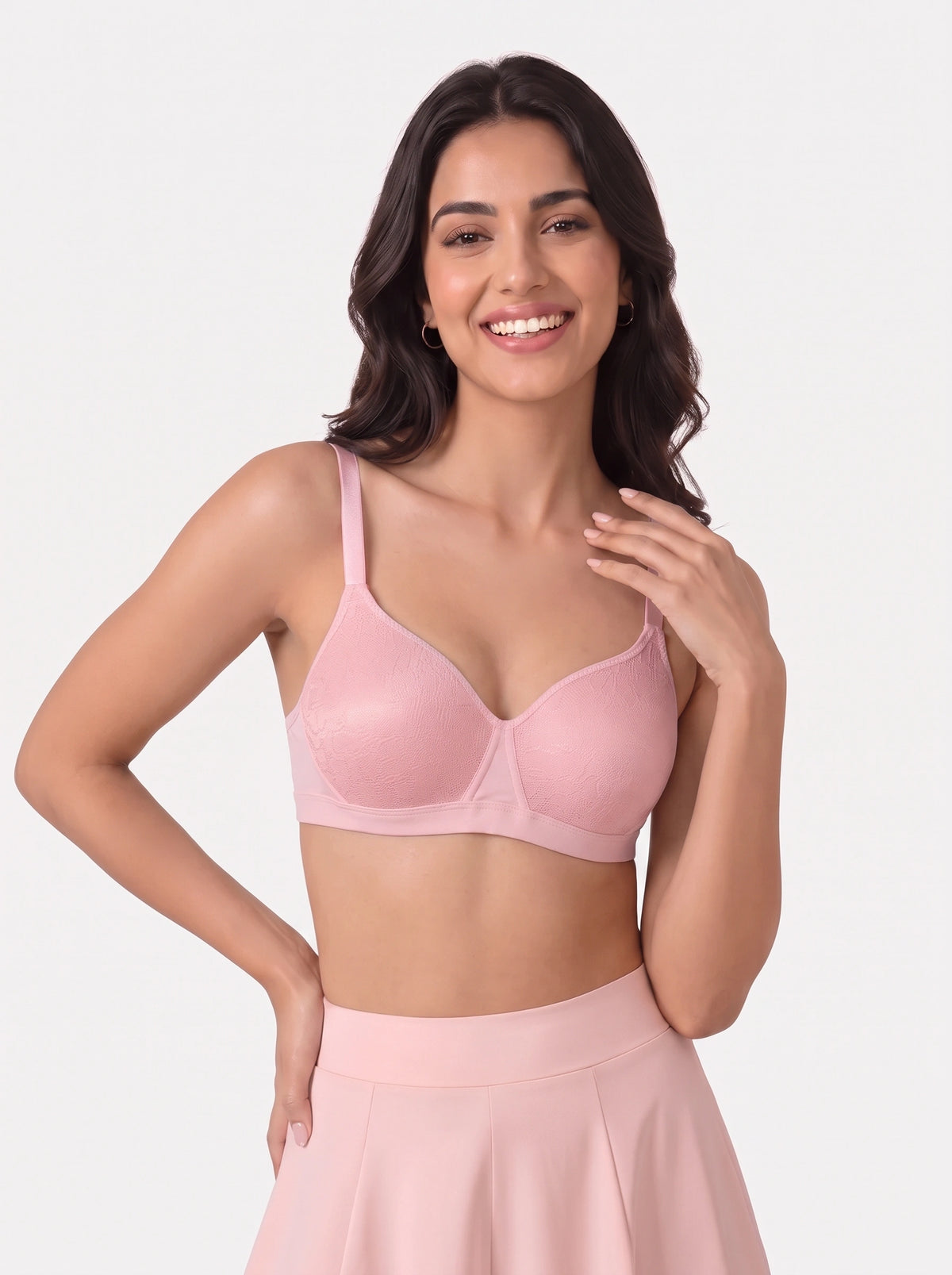 Light Padded Non-Wired T-Shirt Bra - Elysia - Pink
