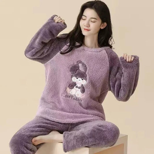 Fleece Long Sleeve Pajama Suit Iris Rabbit
