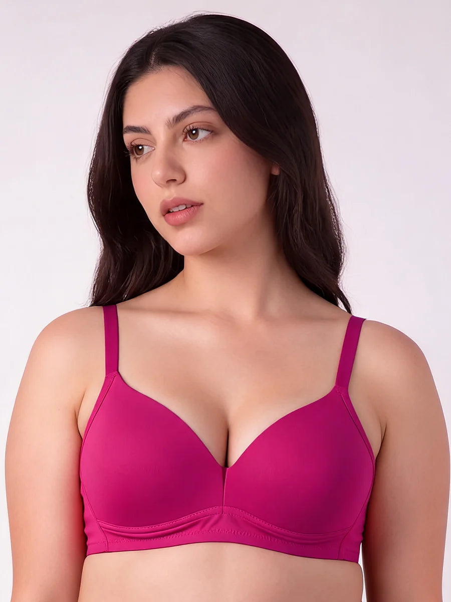 Light Padded Non-Wired T-Shirt Bra - Essentia - Maroon