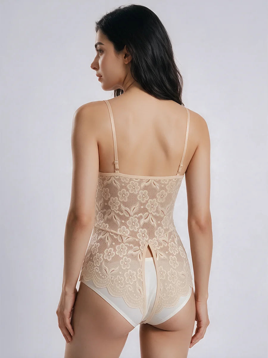 Ezra Open Bust Transparent Lingerie Champagne