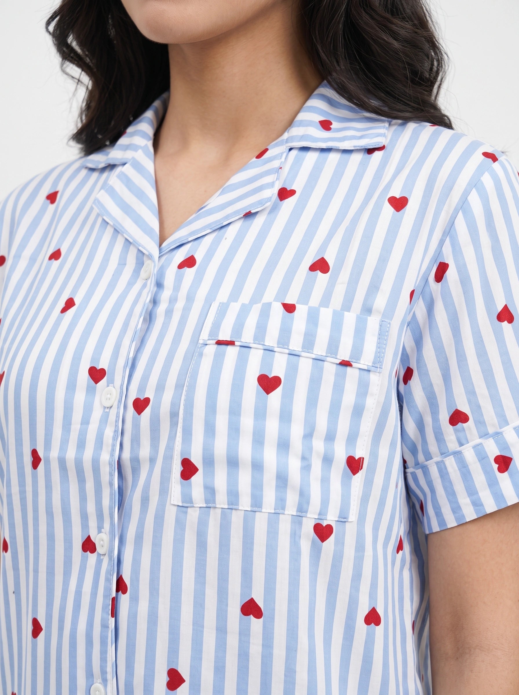 Linen Pj Set - Love Stripe