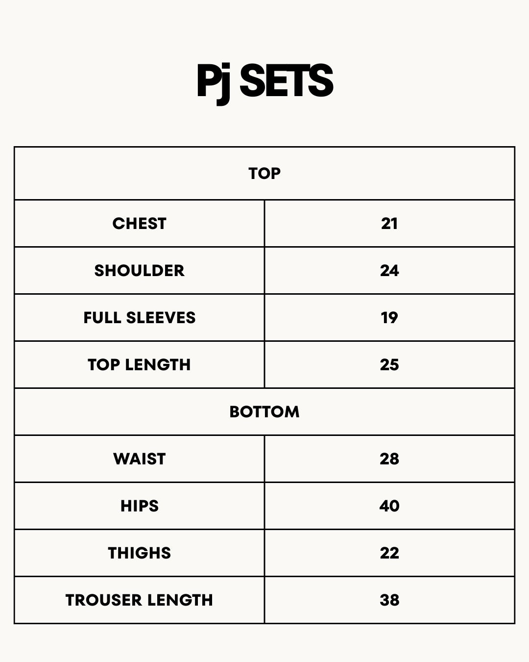 Size Chart for Fleece Pajama Suit - Soft Bear