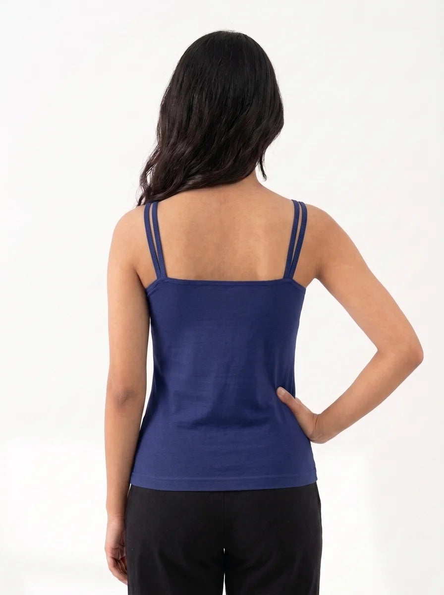 Soft Cotton Basic Camisole - Flora - Blue