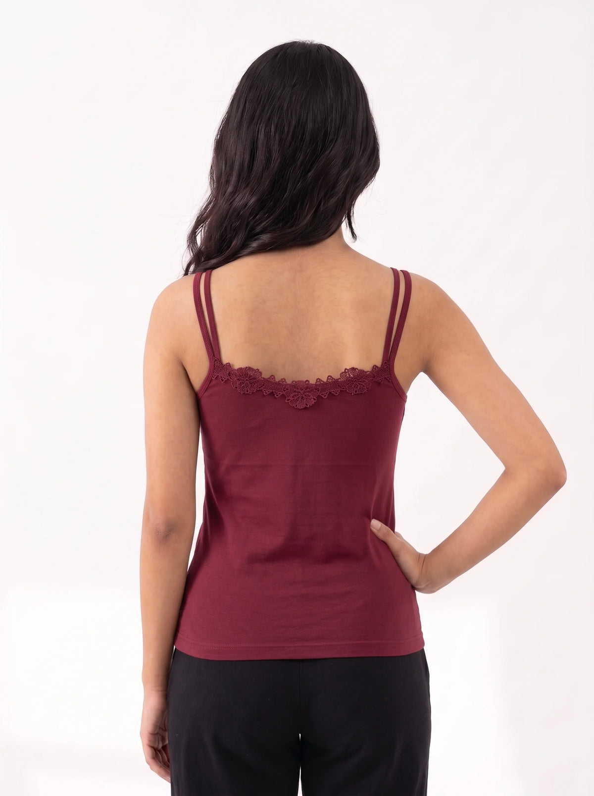 Soft Cotton Basic Camisole - Flora - Maroon