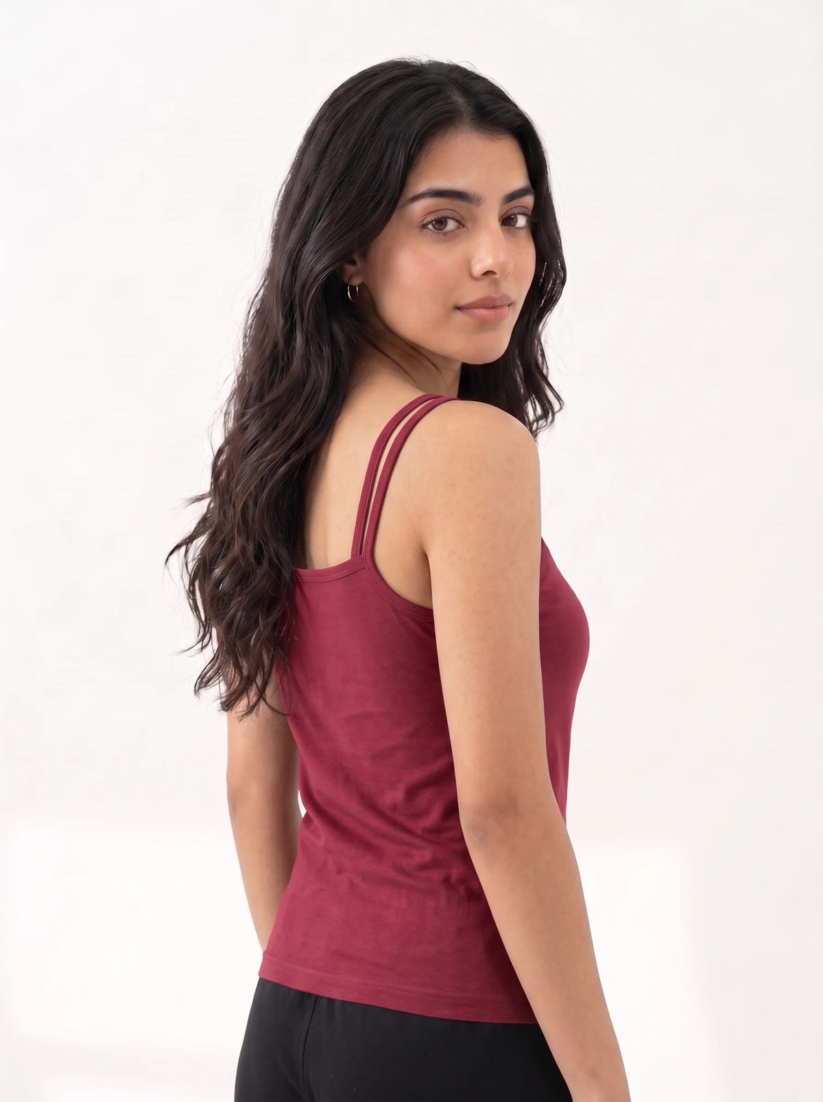 Soft Cotton Basic Camisole - Flora - Maroon