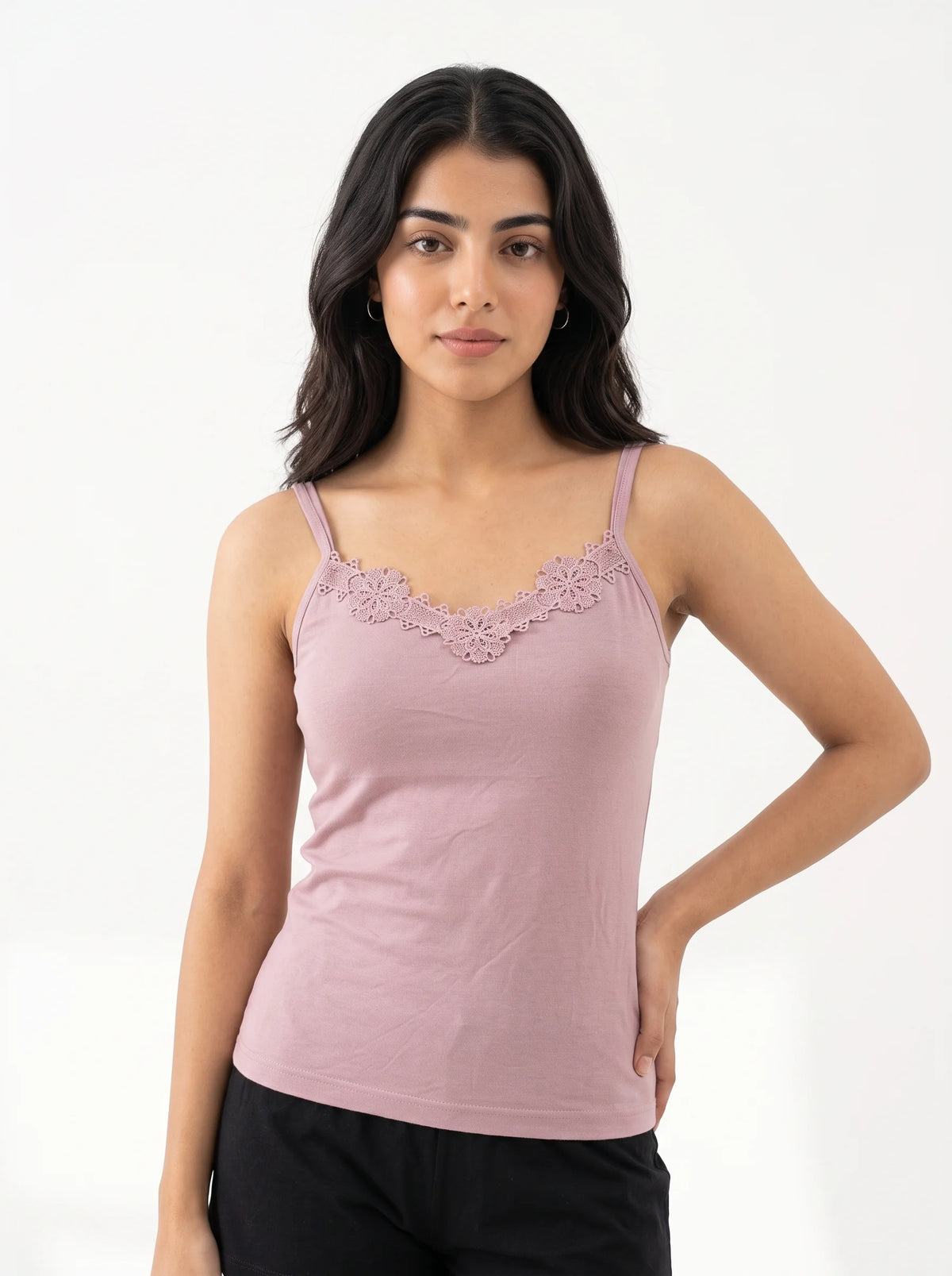 Soft Cotton Basic Camisole - Flora - Pink