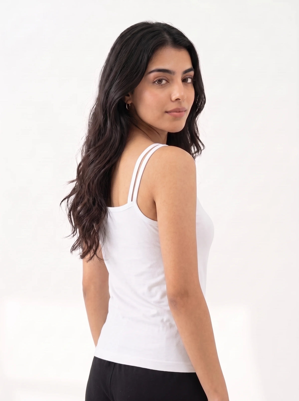 Soft Cotton Basic Camisole - Flora - White