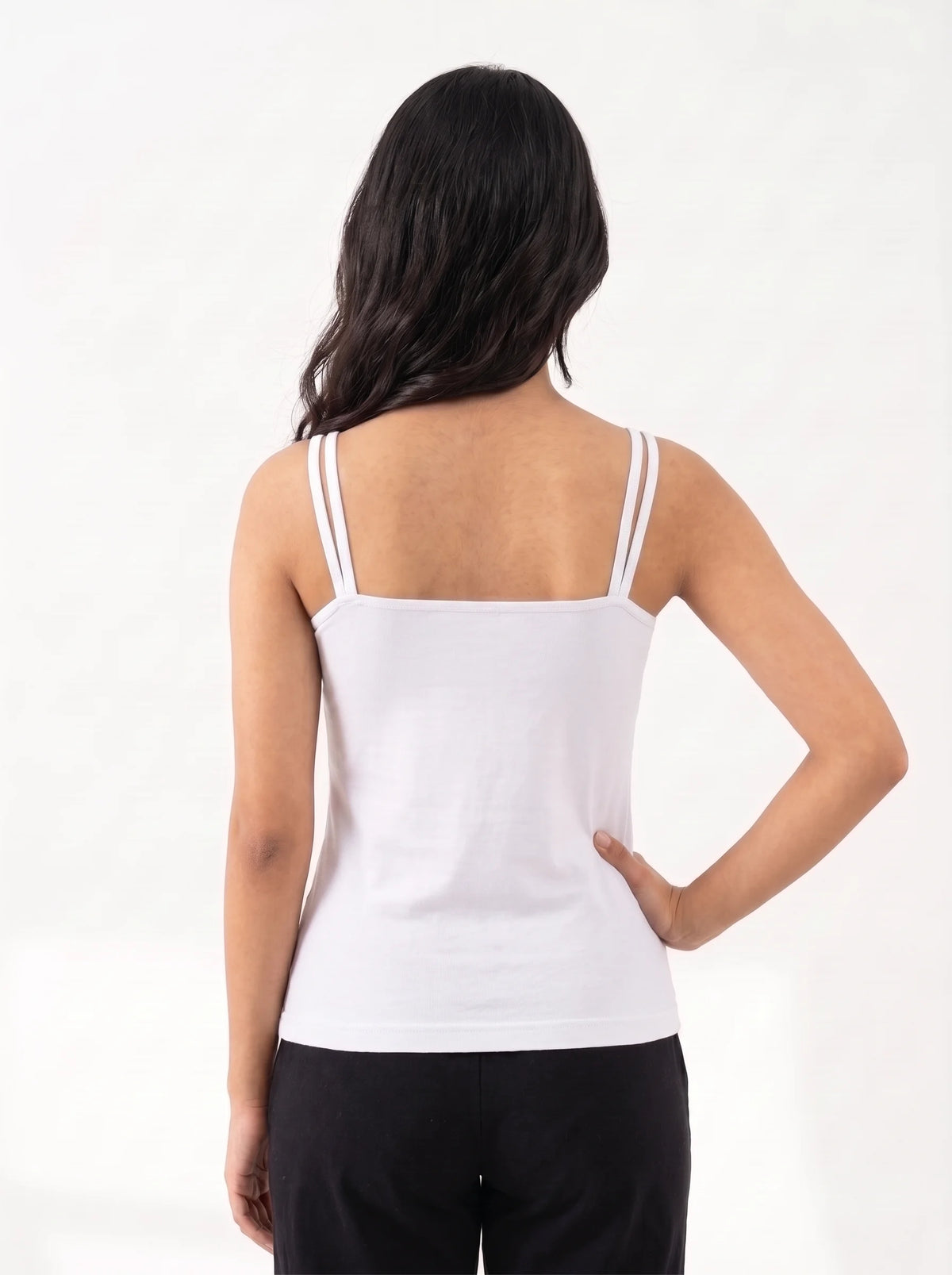 Soft Cotton Basic Camisole - Flora - White