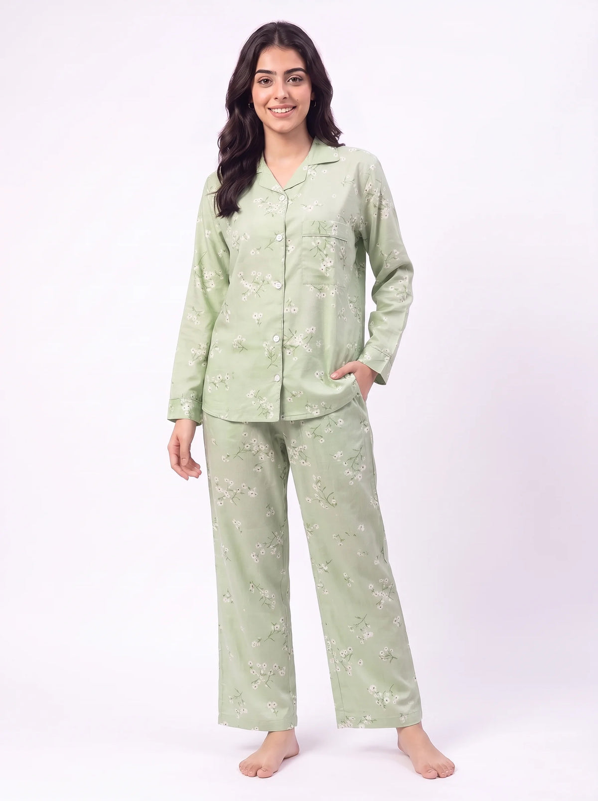 Cotton PJ Set - Floral Mint