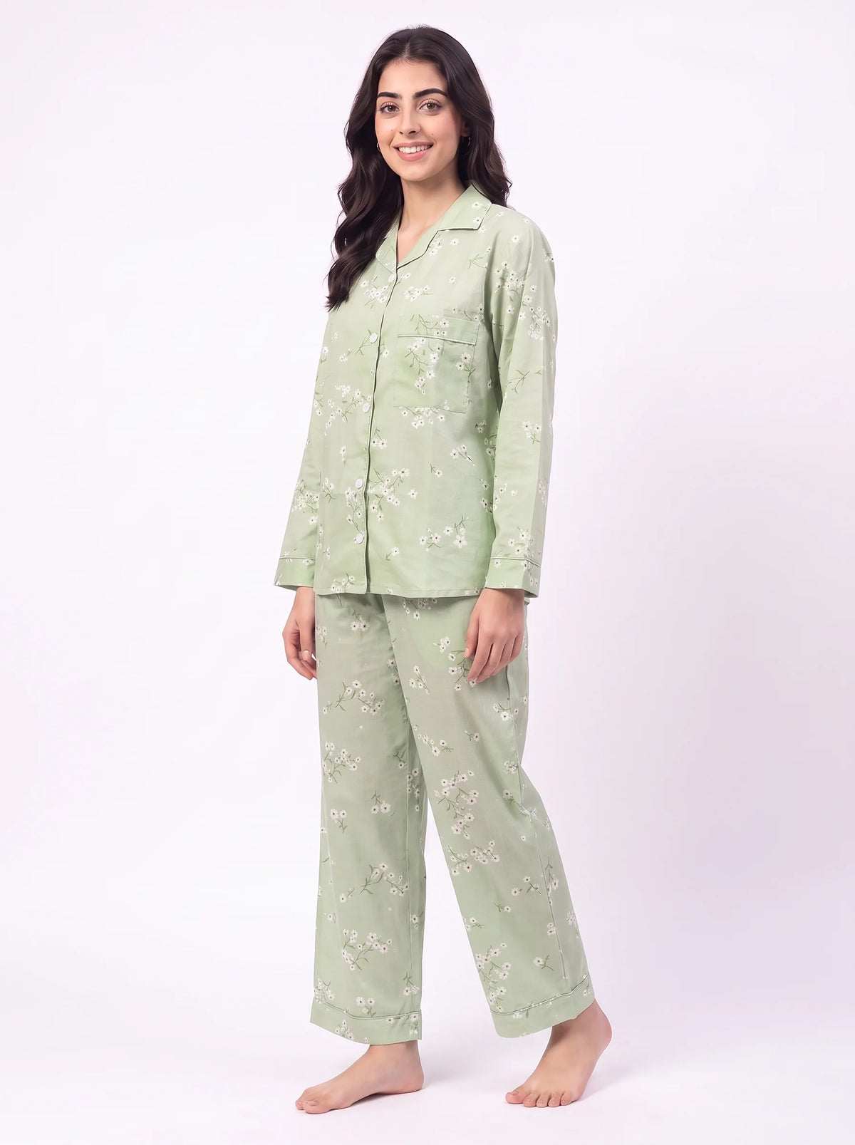 Cotton PJ Set - Floral Mint