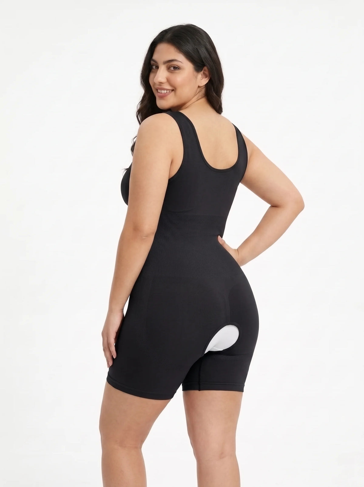 Full Body Open Crotch Body Shaper - Black