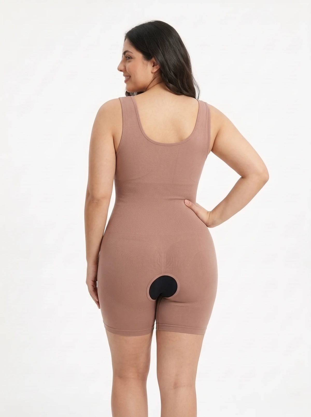 Full Body Open Crotch Body Shaper - Dark Skin