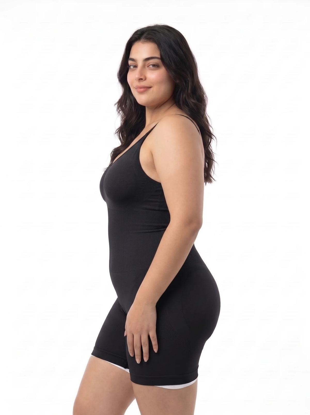 Full Body Snatched Open Crotch Body Shaper - Black