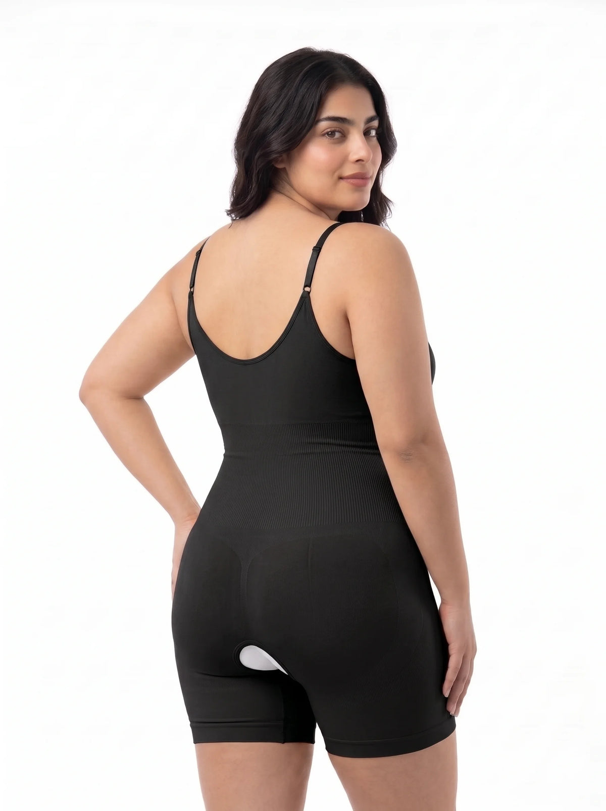Full Body Snatched Open Crotch Body Shaper - Black