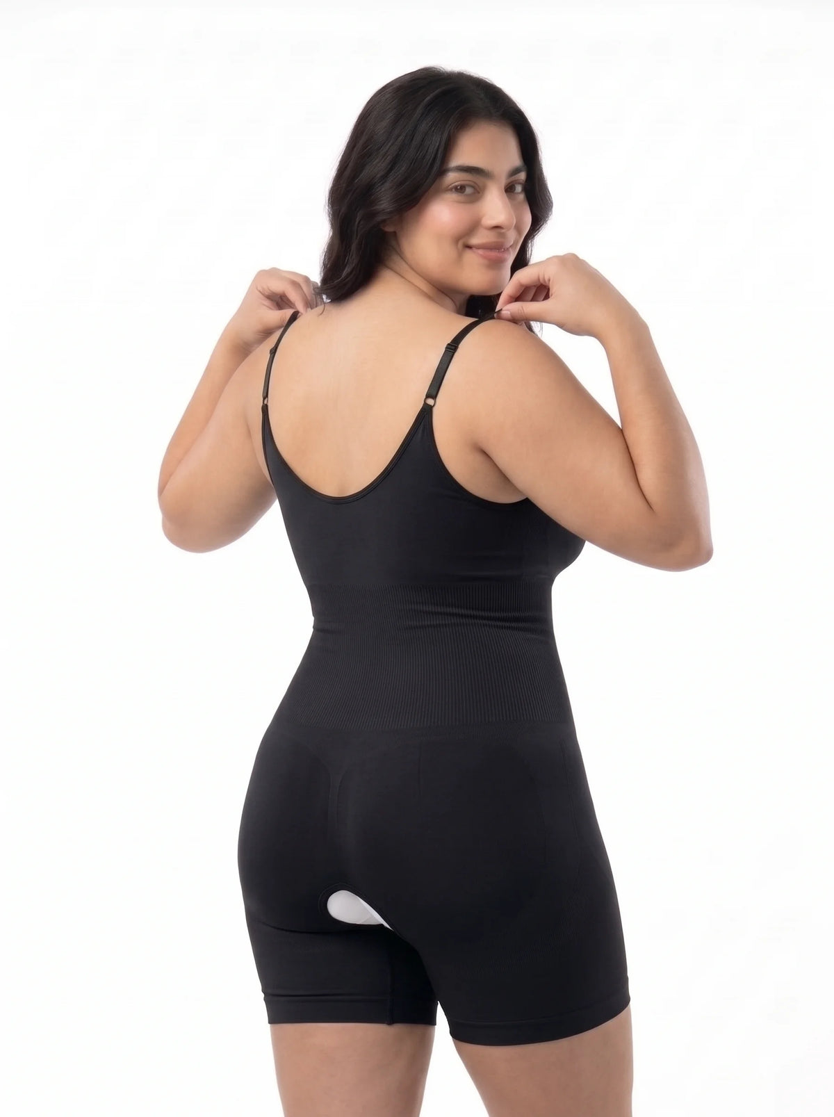 Full Body Snatched Open Crotch Body Shaper - Black