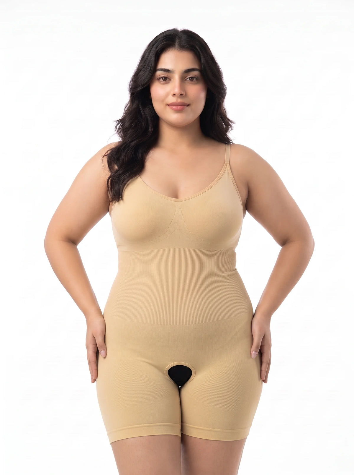 Full Body Snatched Open Crotch Body Shaper - Skin