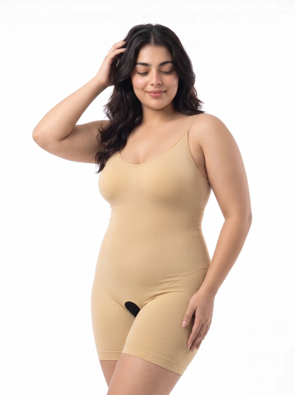 Full Body Snatched Open Crotch Body Shaper - Skin