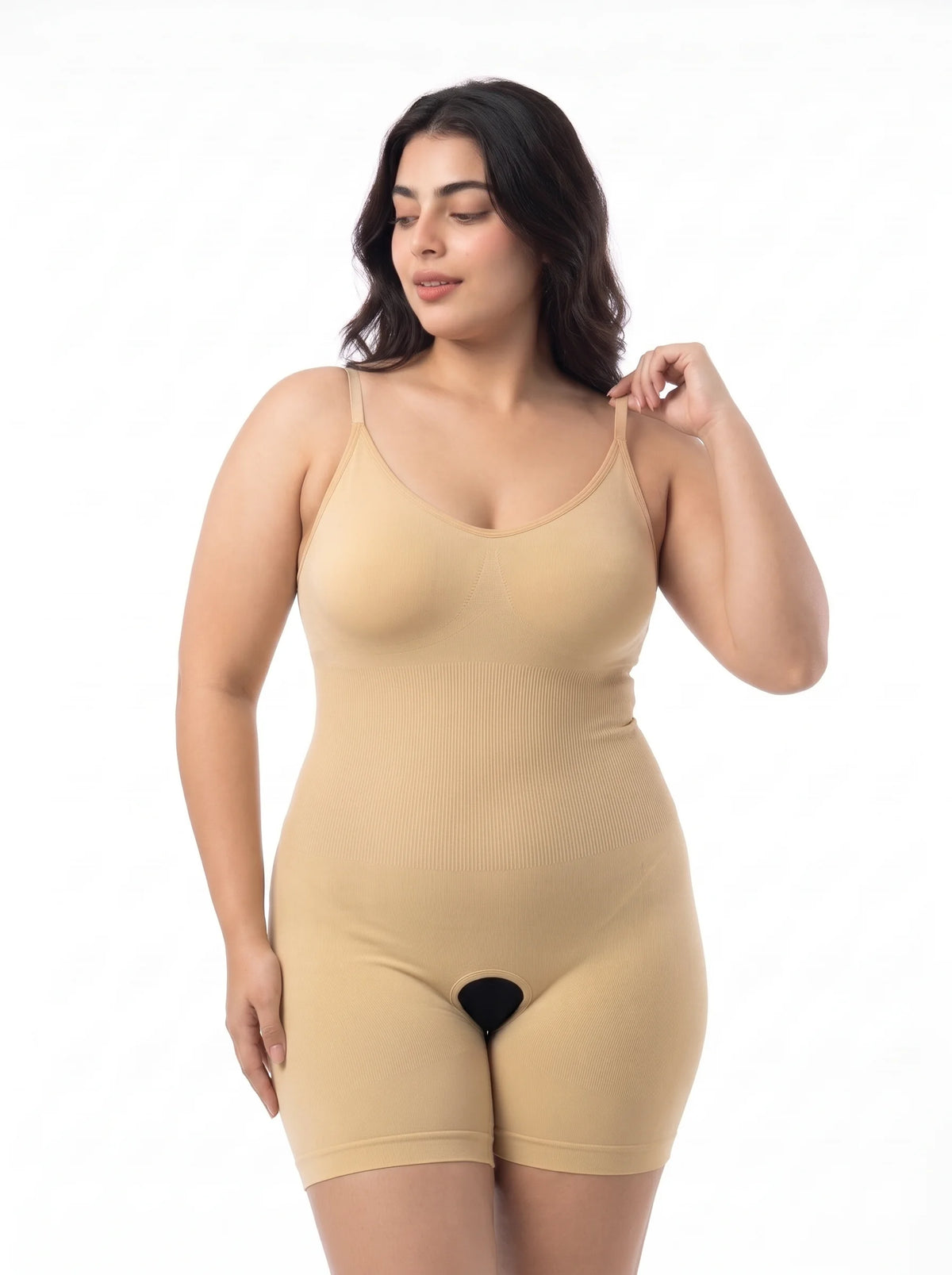 Full Body Snatched Open Crotch Body Shaper - Skin