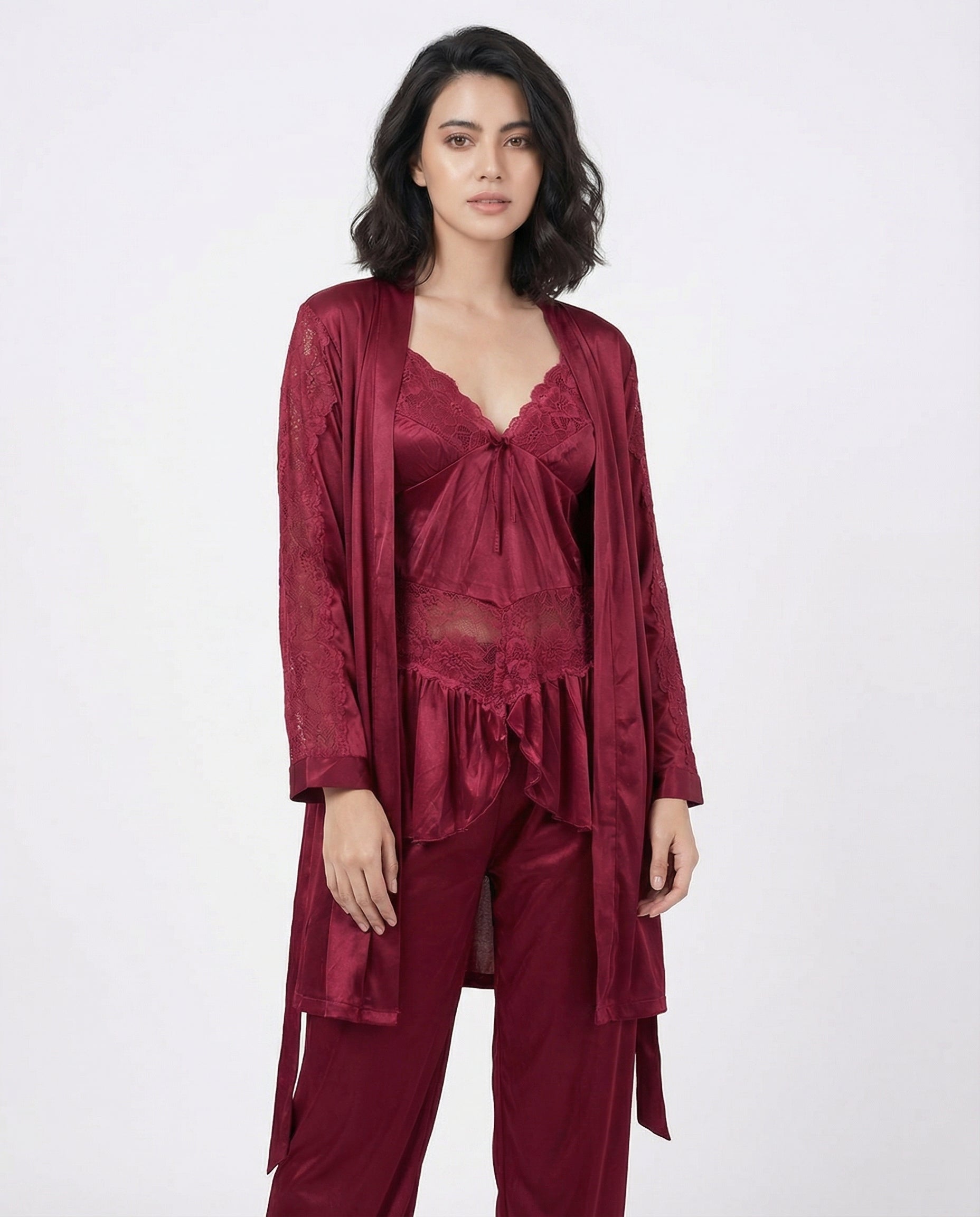 Gown Set - Silk Touch - Maroon