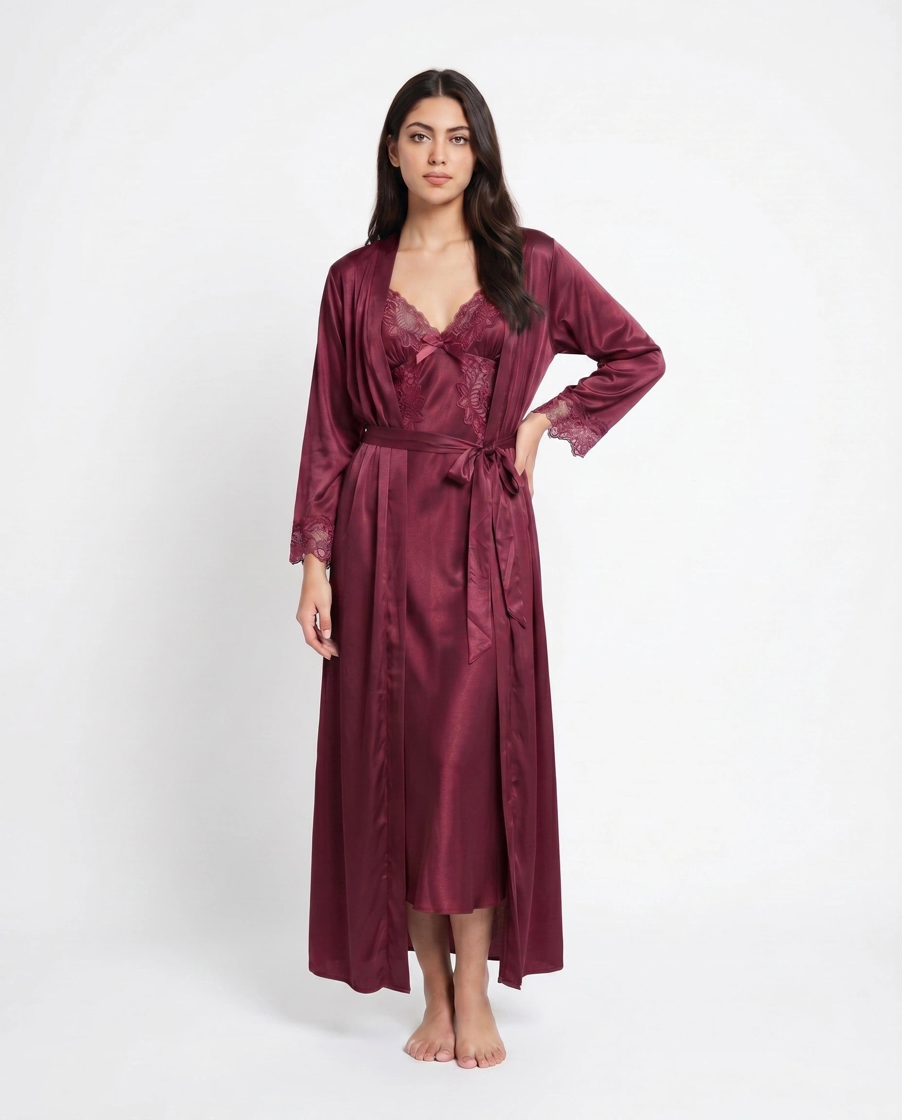 Gown Set - Valmira - Maroon